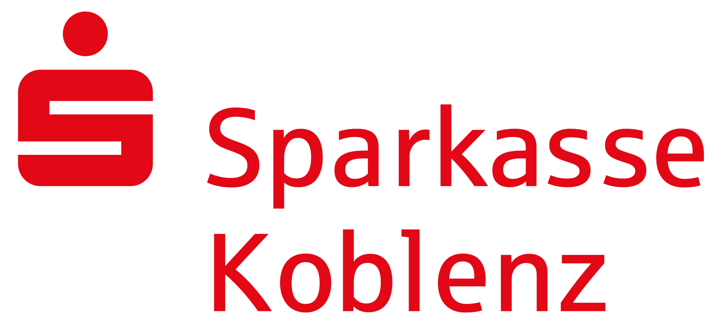 Logo der Sparkasse, mit einem roten Symbol und dem Schriftzug in schwarz und rot.