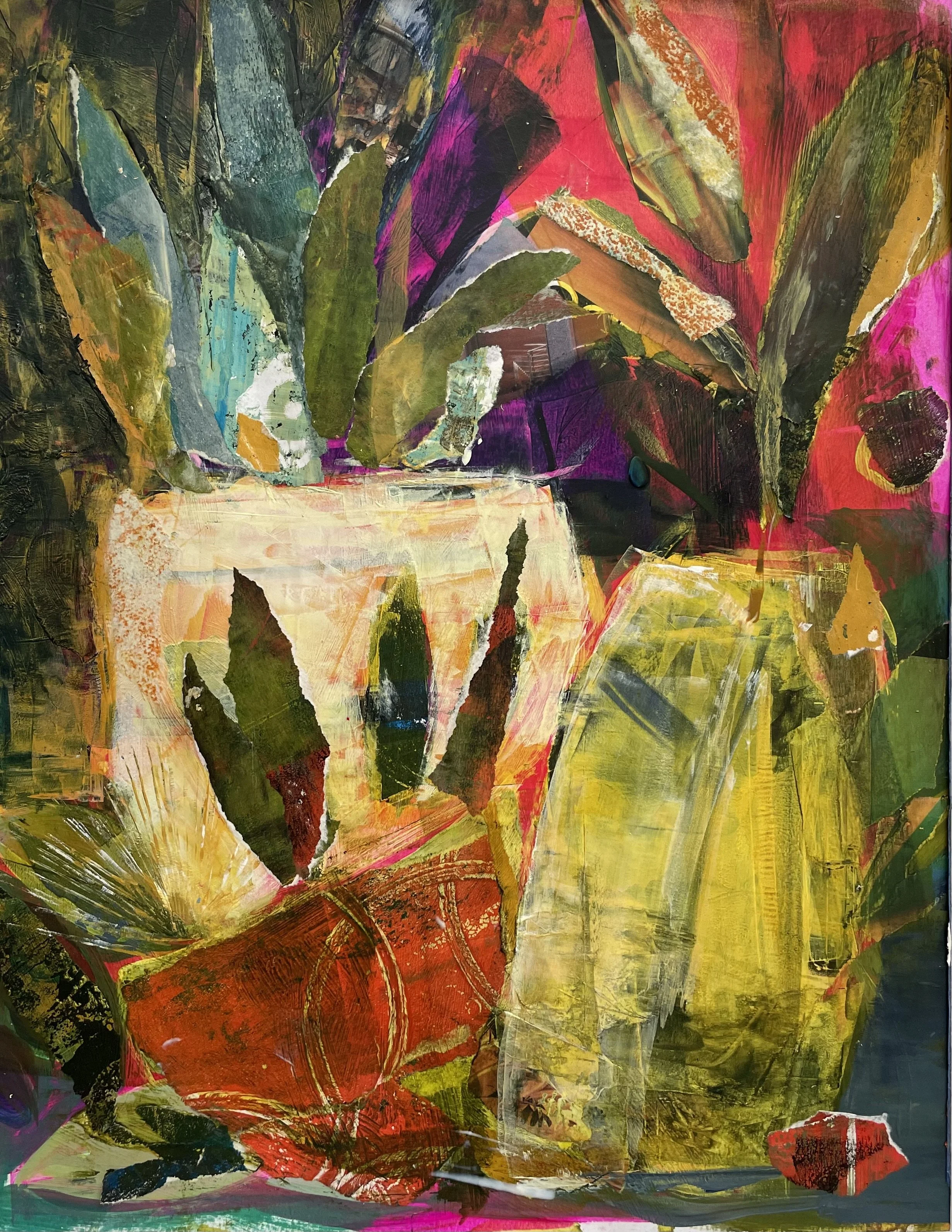 Lush  Mixed Media Painting 11x14”