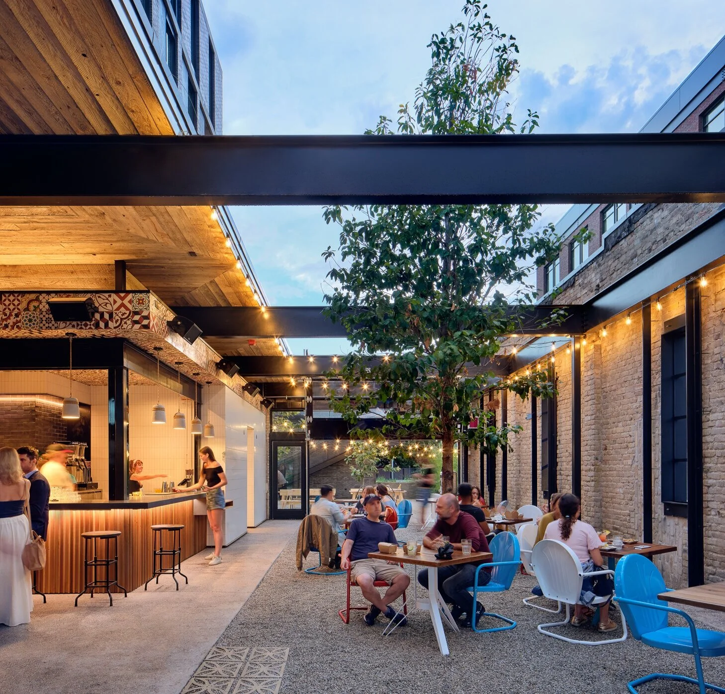 open-air patio at Leftys