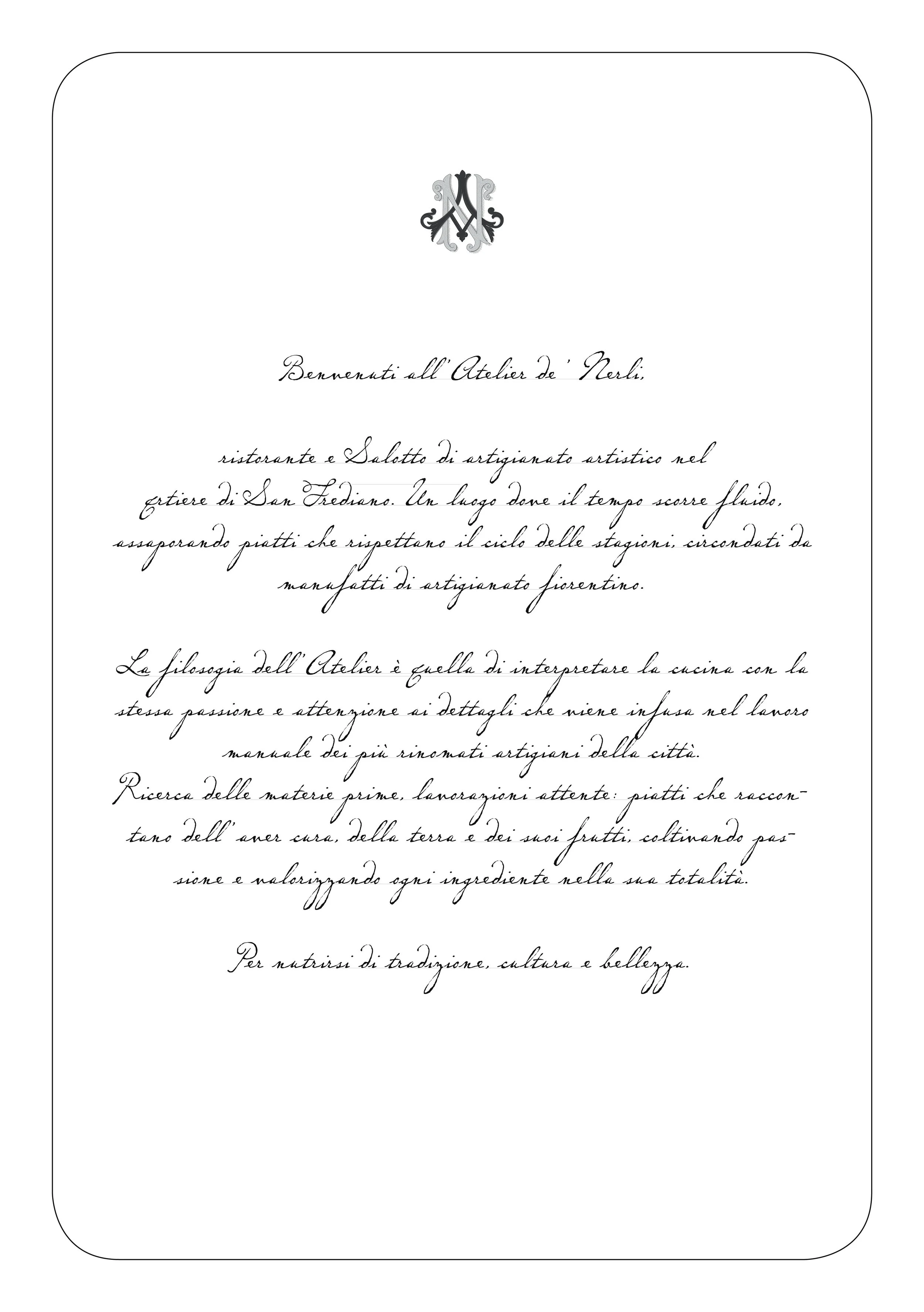 Letter in Italian on a white paper with a decorative crest or logo at the top, written in elegant script.