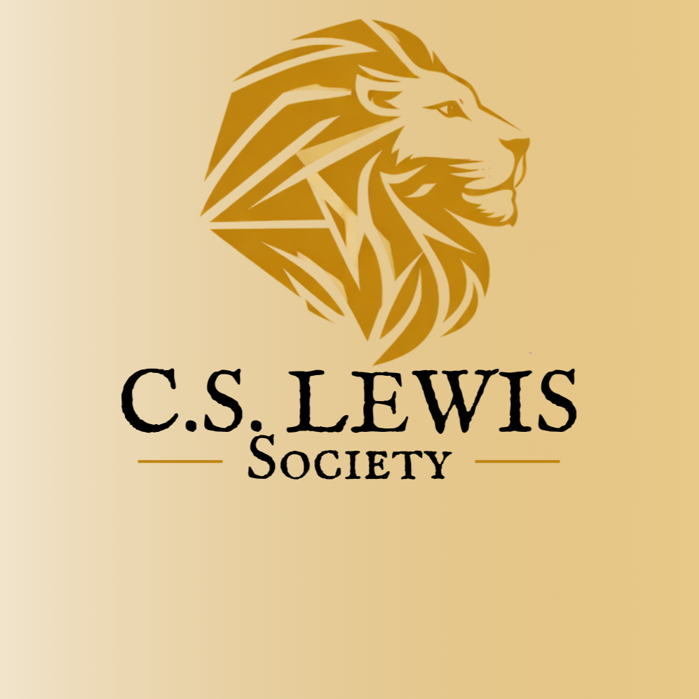 Logo of the C.S. Lewis Society featuring a stylized lion's head in gold on a beige background.