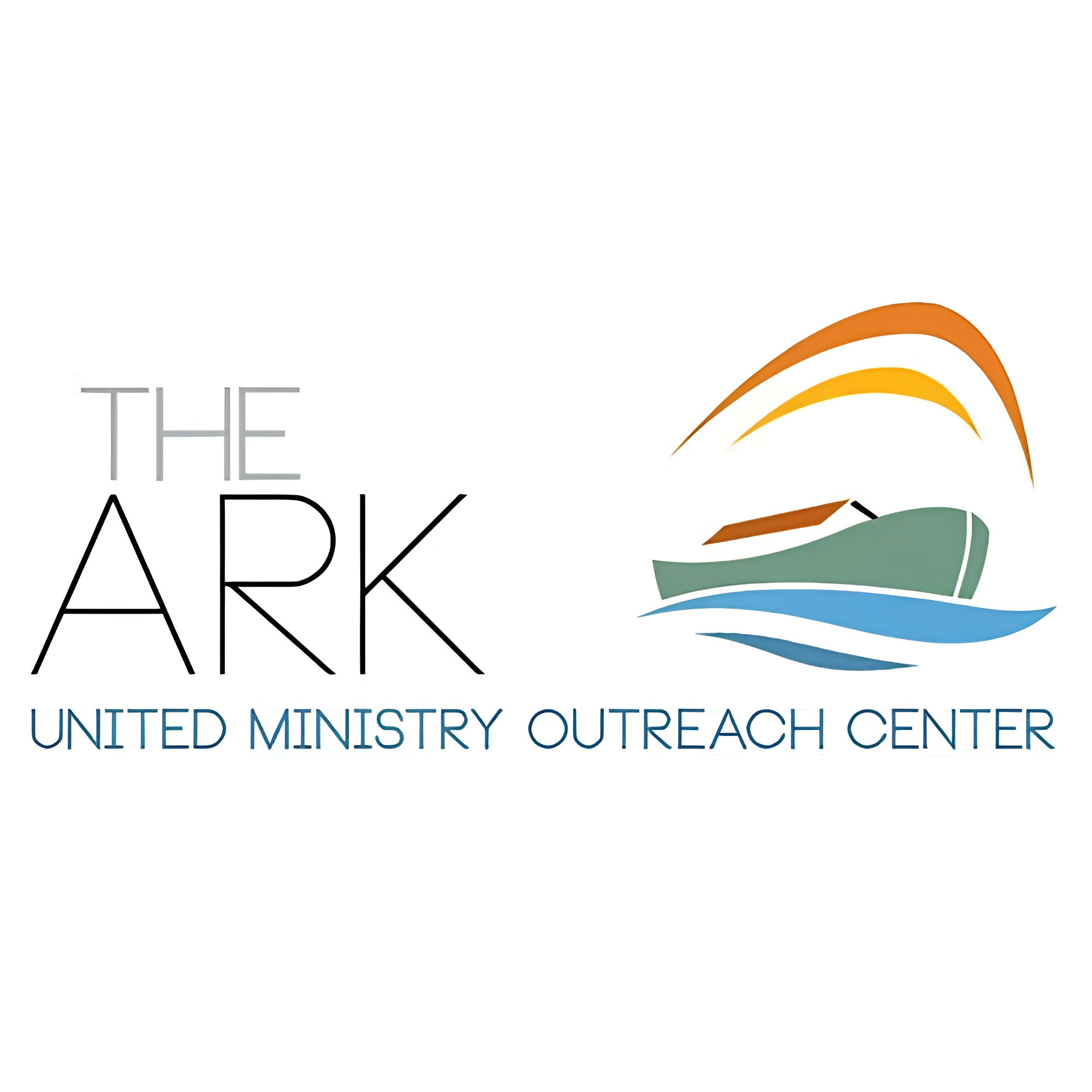 Logo for the United Ministry Outreach Center featuring colorful abstract shapes and the text 'THE ARK'.
