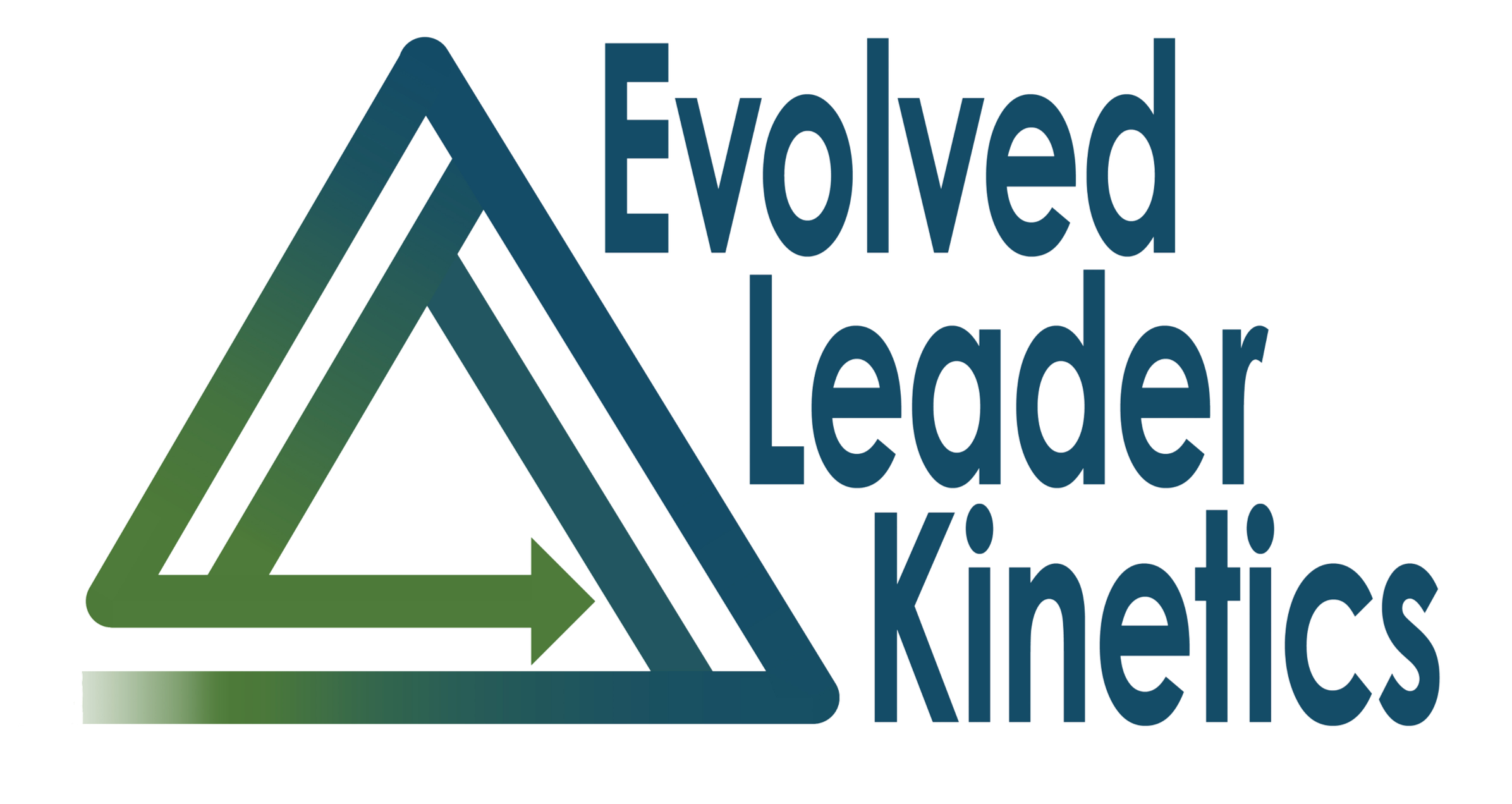 Logo with a triangular arrow design and the words "Evolved Leader & Kinetics" next to it.