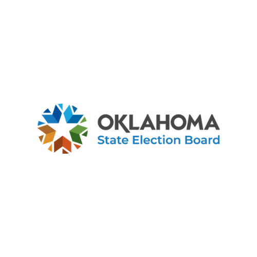 Oklahoma State Election Board logo with a multicolored star design.