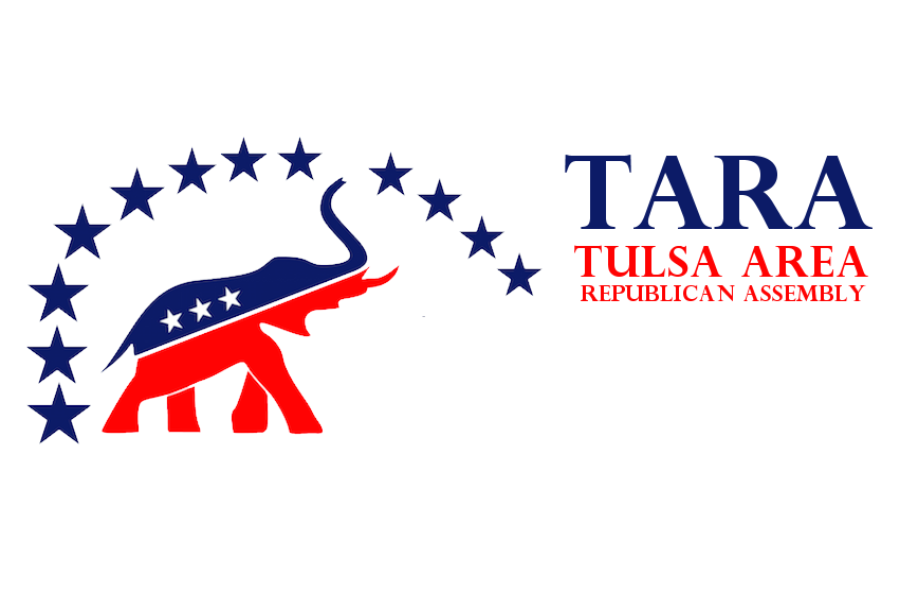 Logo featuring a red and blue elephant surrounded by stars, representing the Tulsa Area Republican Assembly (TARA).