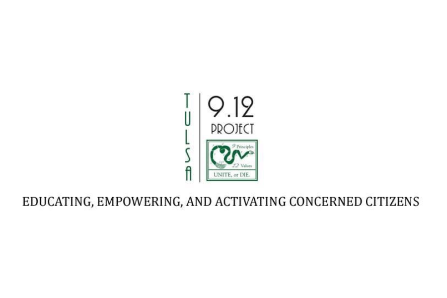 Logo for Tulsa 9.12 Project featuring the text 'EDUCATING, EMPOWERING, AND ACTIVATING CONCERNED CITIZENS' and a snake graphic with 'UNITE, or DIE.'