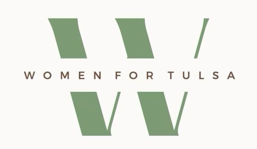 Logo with large green letter 'W' and text "Women for Tulsa."