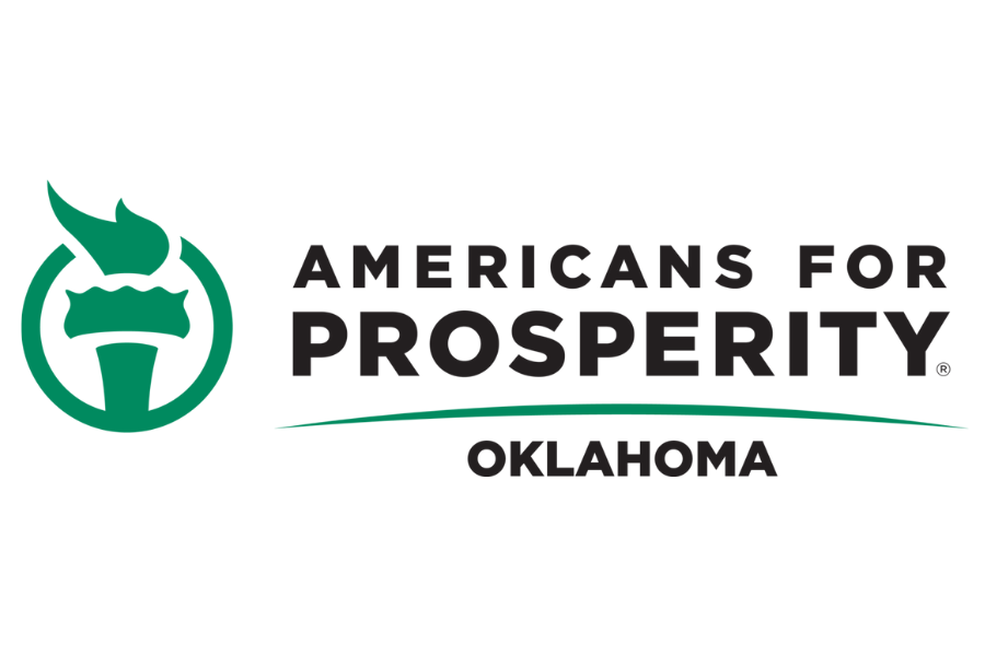 Logo of Americans for Prosperity Oklahoma with green torch symbol.