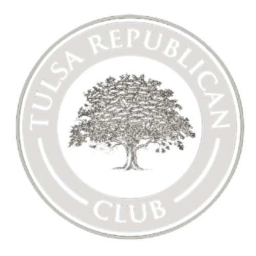 Logo of Tulsa Republican Club featuring a tree in the center of a circular design.