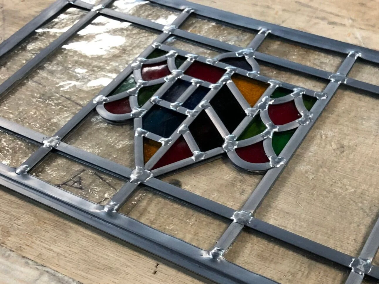 Antique Cathedral Glass Leaded Light