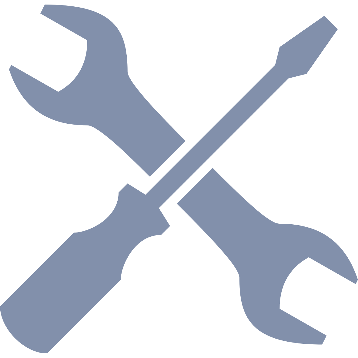 Icon with a crossed wrench and screwdriver, indicating tools or repair.