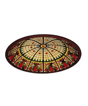 Colorful, circular board game with floral and geometric designs, divided into sections with lines radiating from the center.