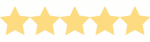 Five gold stars on a yellow background.