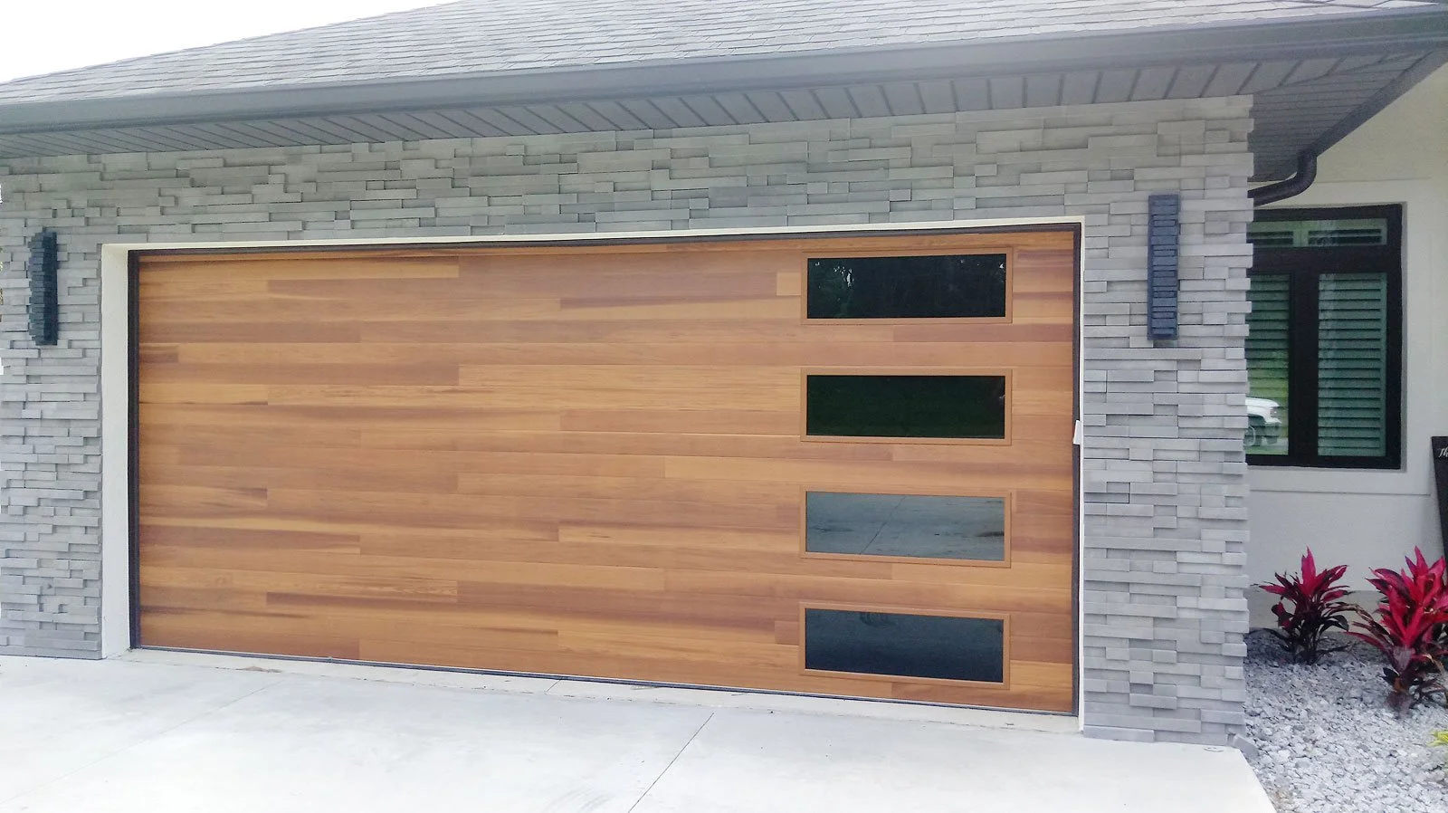 Plank Garage Door with Windows