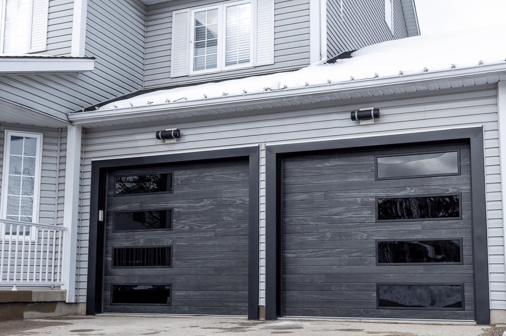 Two Plank Garage Doors with Windows