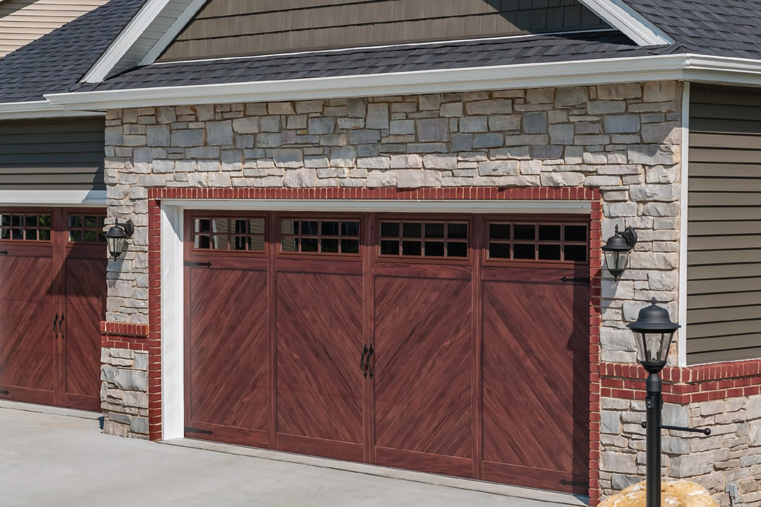 Two Dark Wooden Carriage Collection Garage Doors