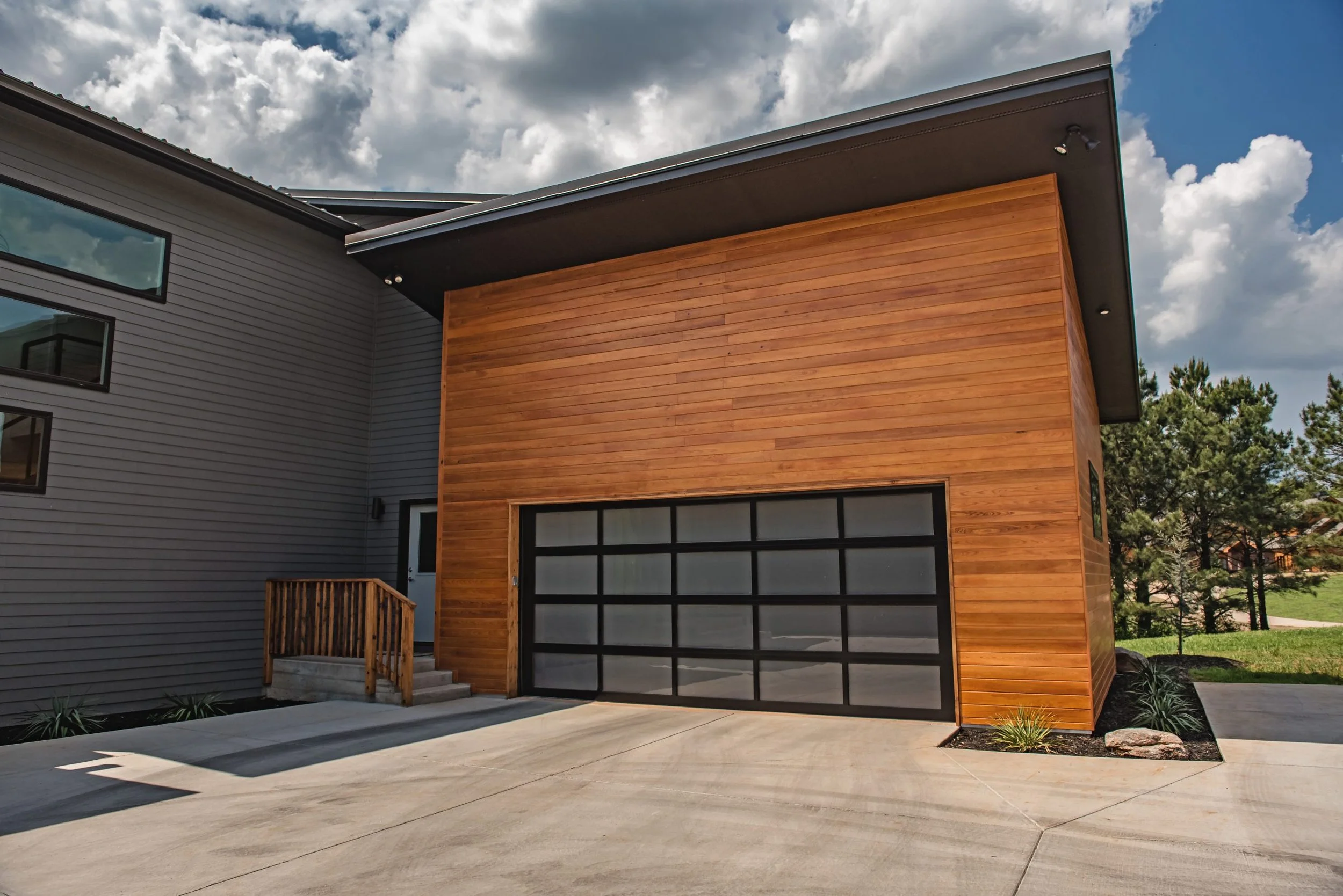 Full View Garage Door on Wooden House