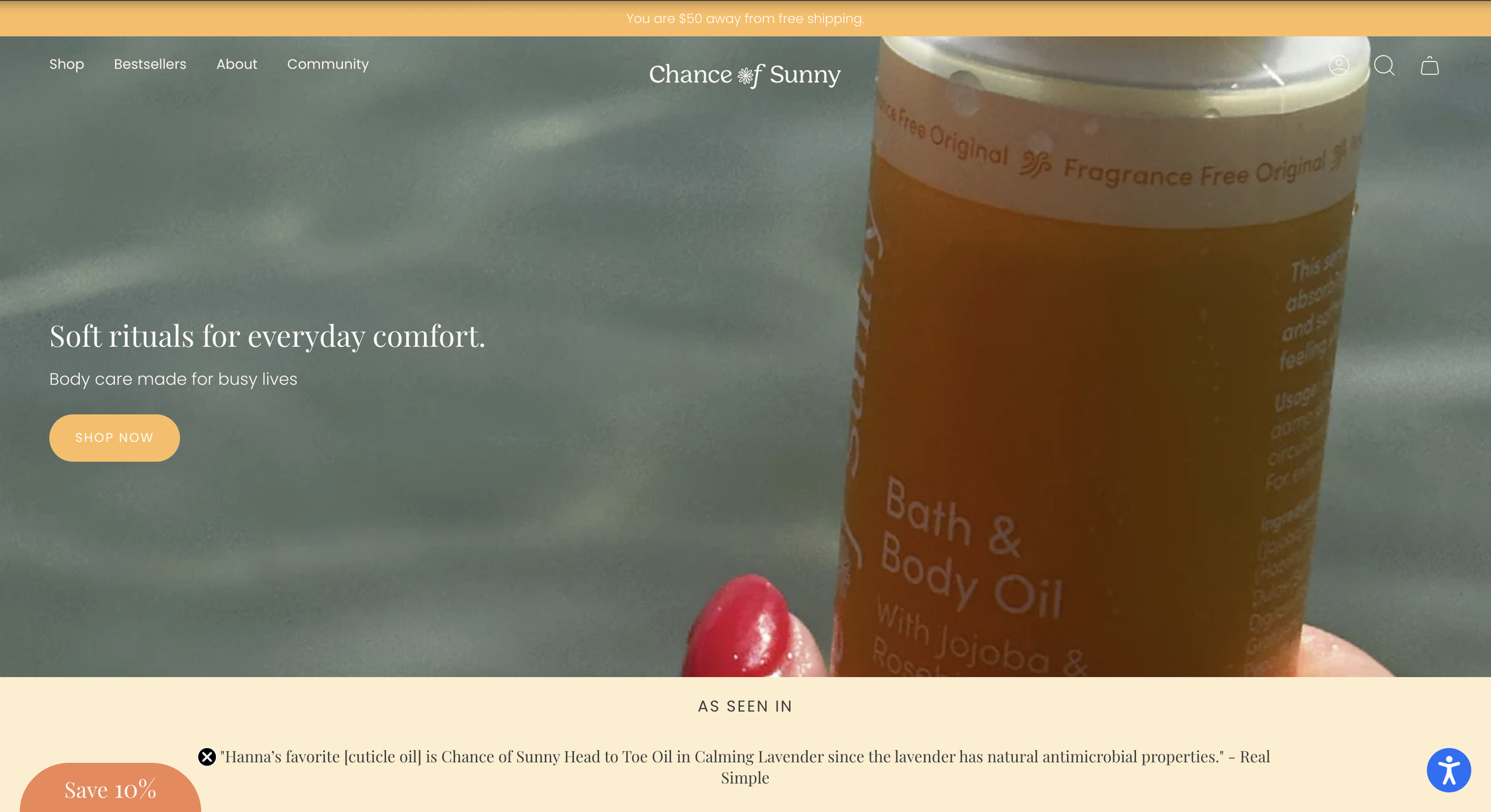 Homepage: Simple image banner that's interchangeable depending on seasons or sales. 