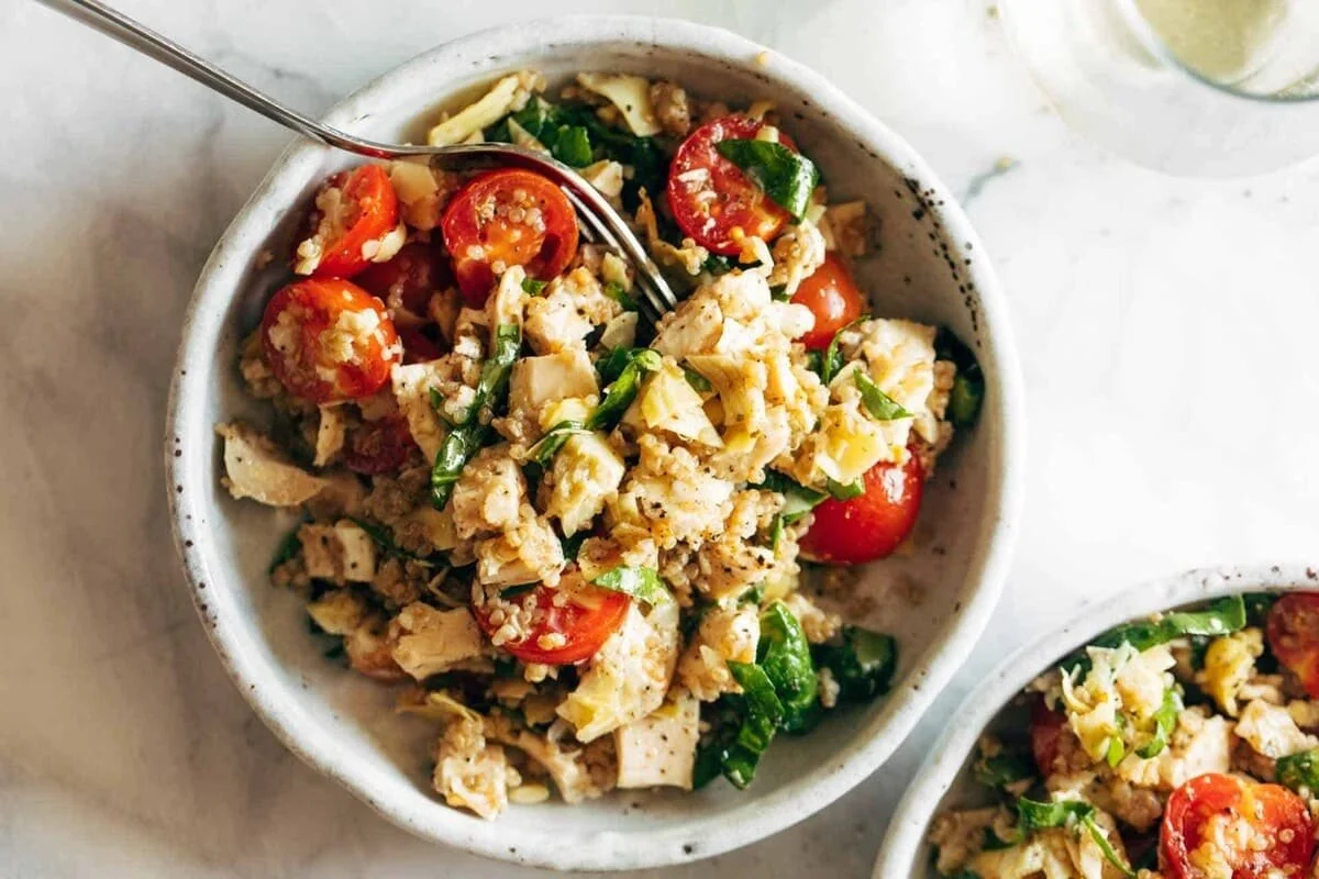 Grilled Chicken and Quinoa Salad with Avocado Dressing