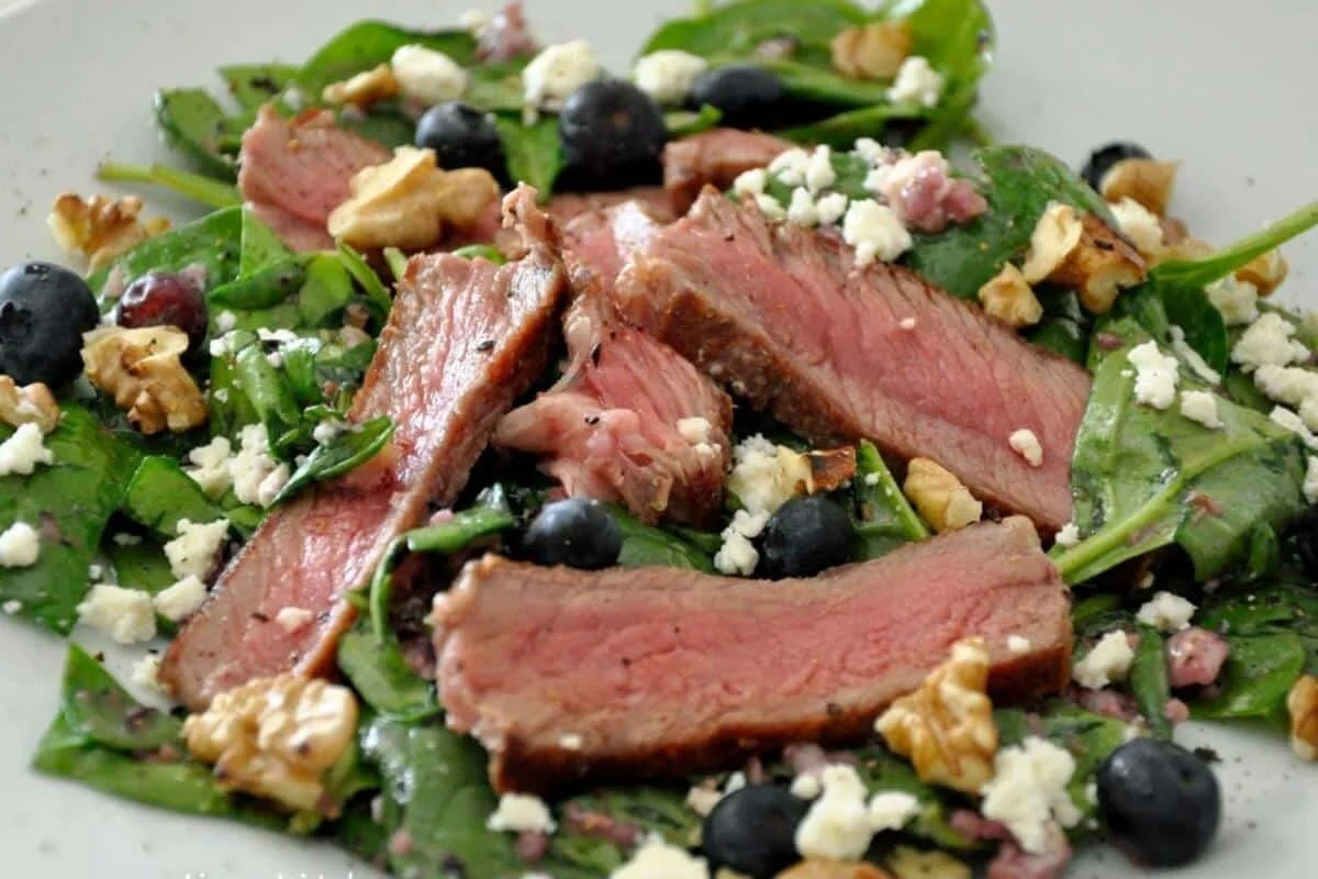 Steak & Blueberry Spinach Salad