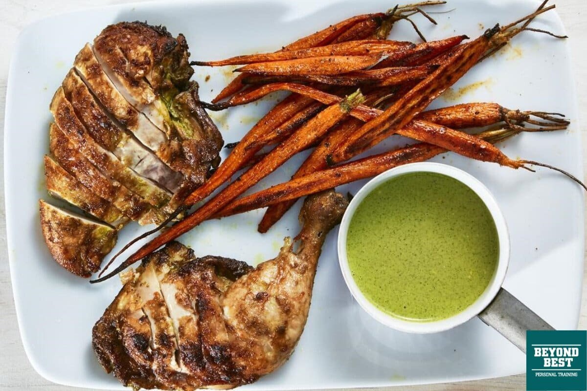 Coriander Lime Chicken w Spiced Roasted Carrots