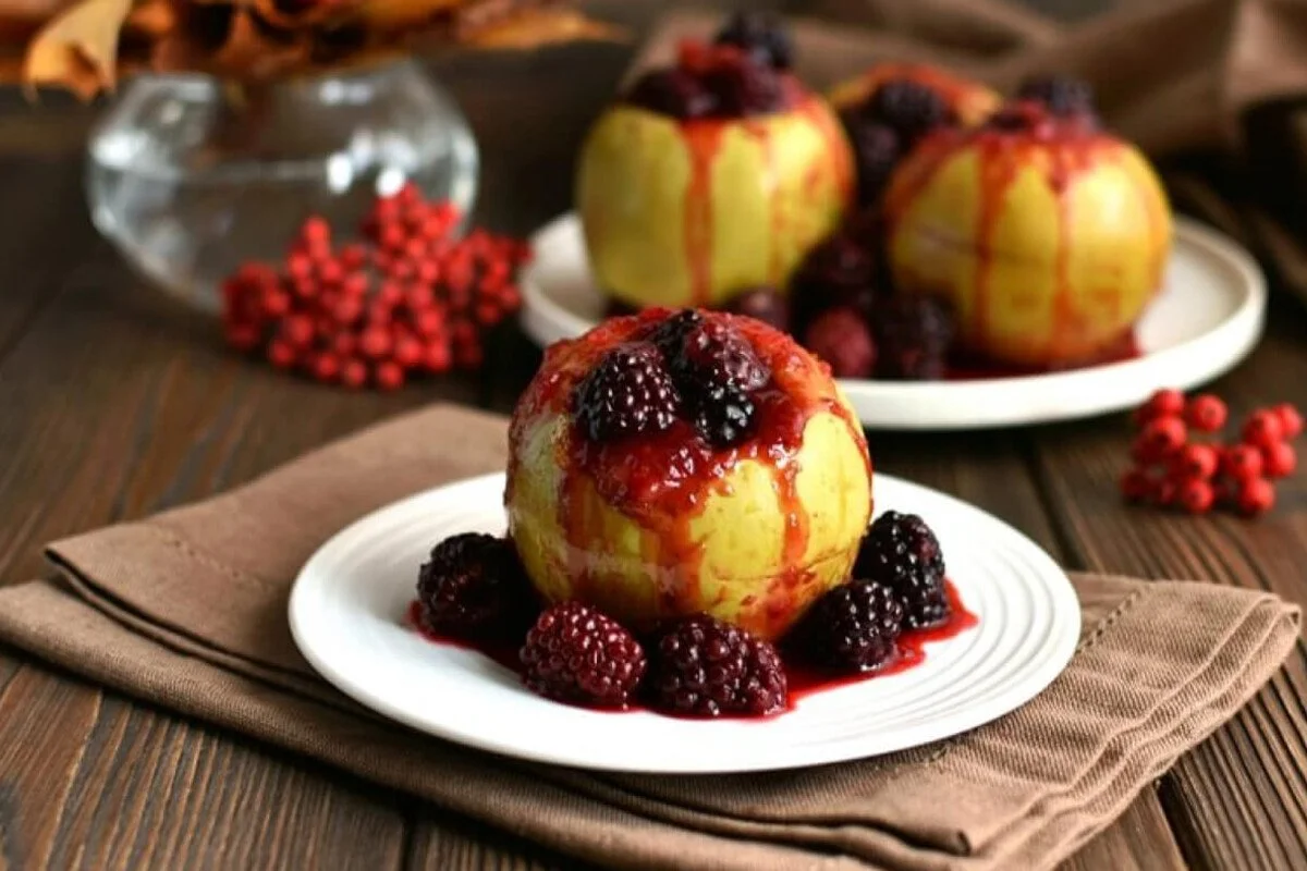 Spiced Roasted Apples and Blackberries