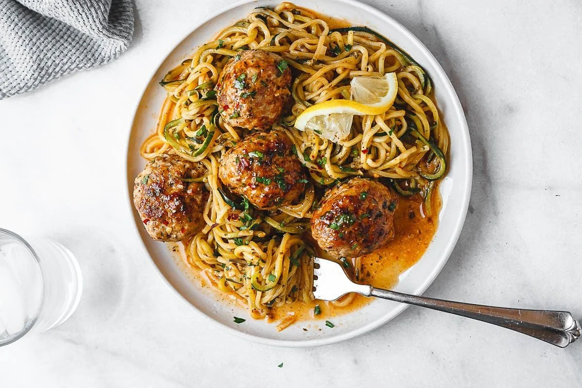 Turkey & Pork Meatballs with Zucchini Noodles