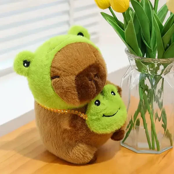 Capybara Frog hat and purse plush toy2.webp
