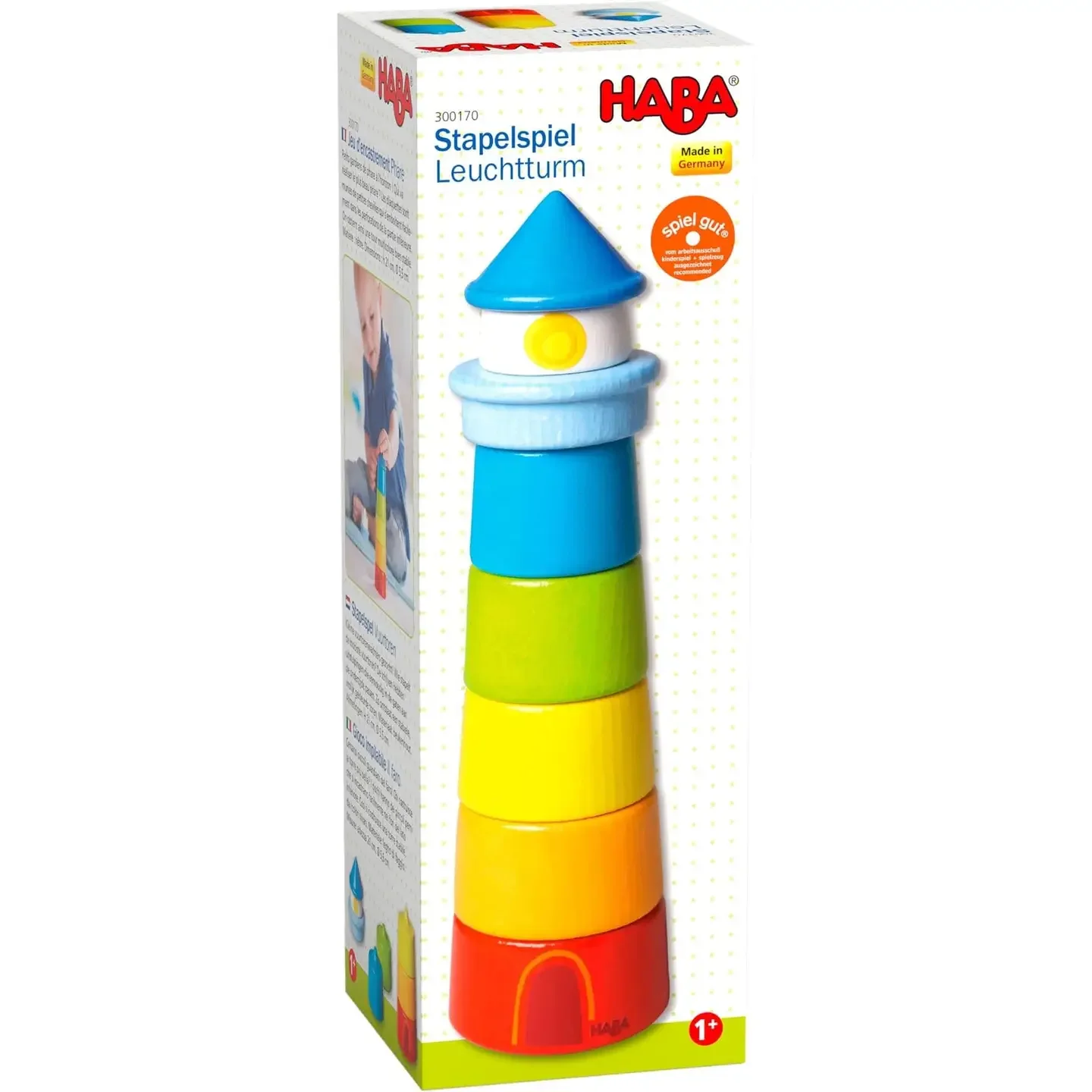 HABA USA Lighthouse Wooden Rainbow Stacker