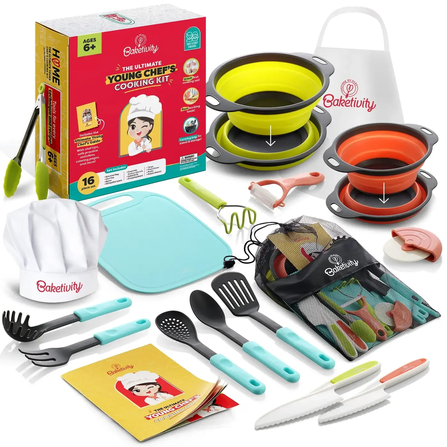 Kids Cooking Sets Real Utensils with Kitchen Tool Guide