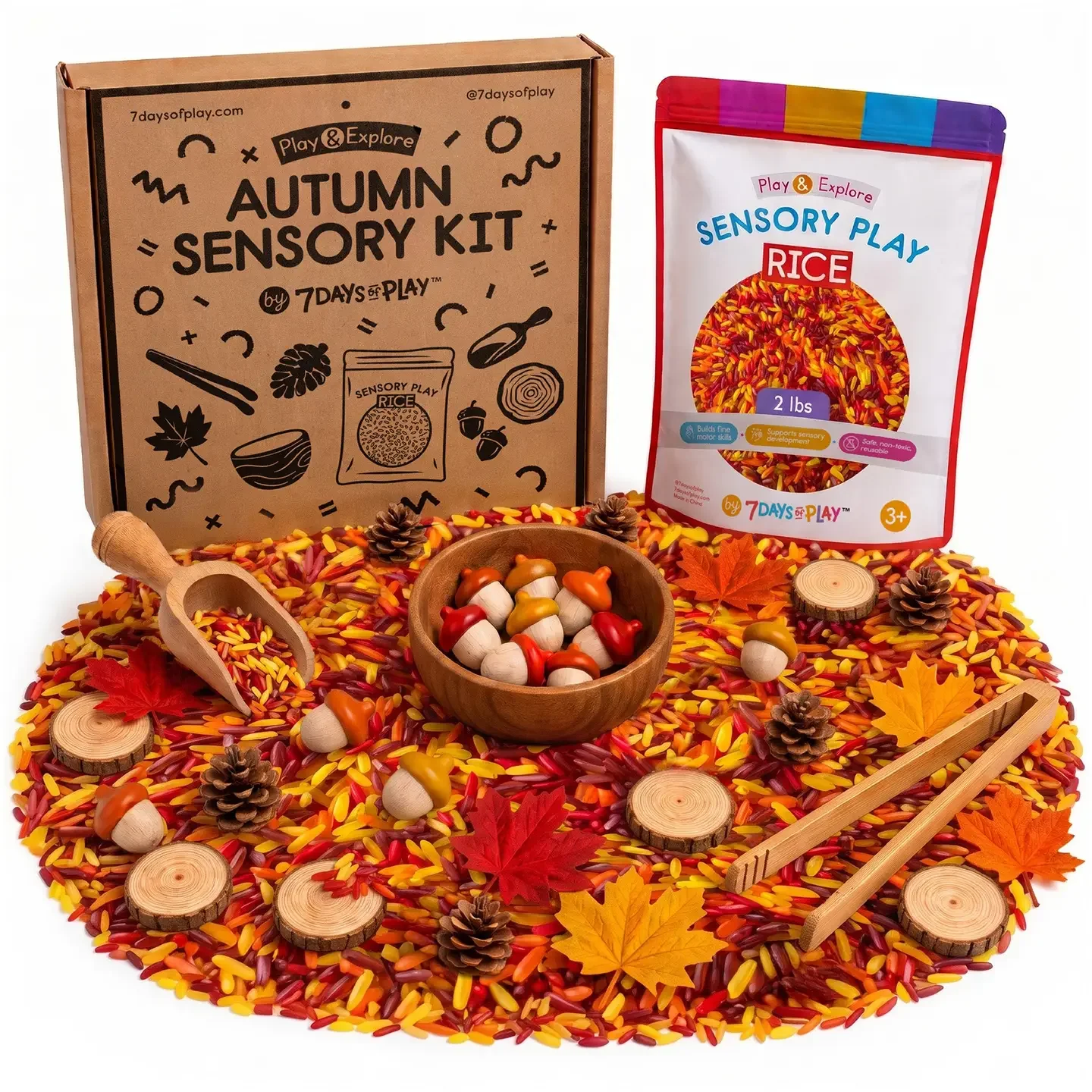 7 Days of Play-Autumn Sensory Play Kit For Kids - Fall Sensory Bin Filler + Free Autumn Preschool Activity Pack While Supplies Last