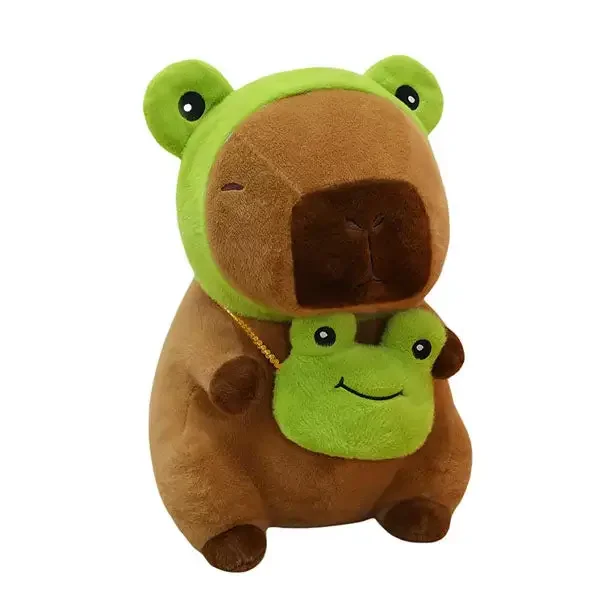Capybara Frog hat and purse plush toy.webp