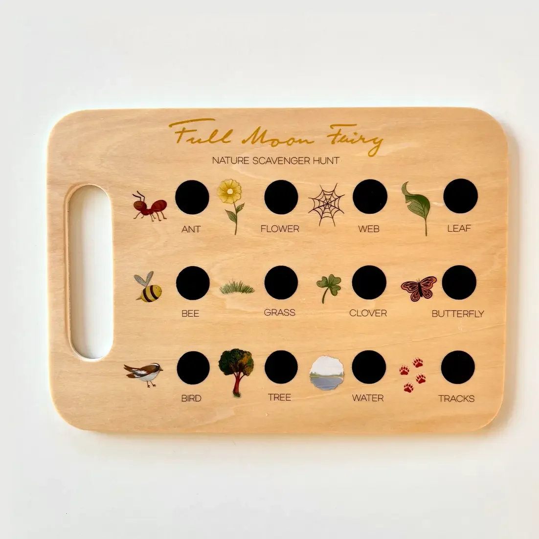 Full Moon Fairy Wooden Nature Scavenger Hunt Board