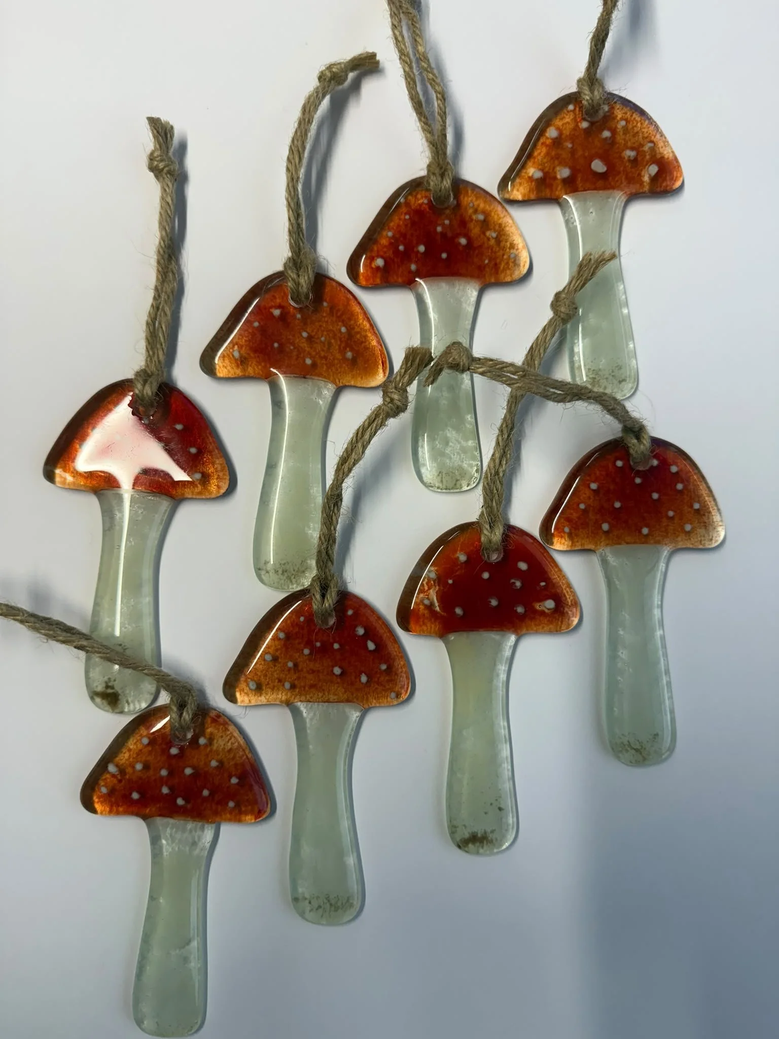Glass fused Mushroom x 8