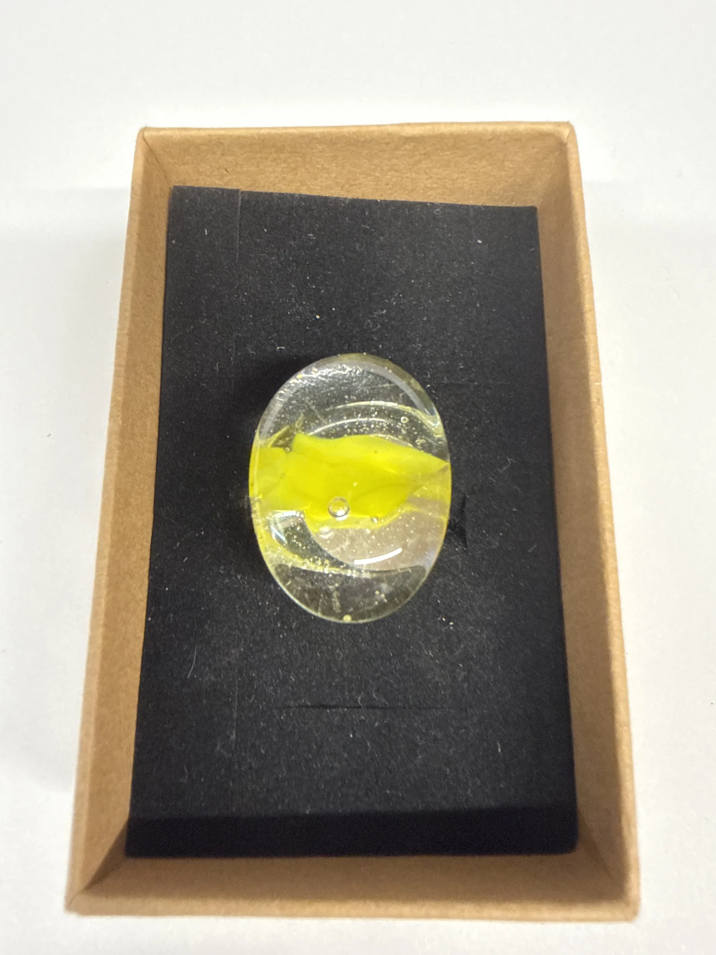 Oval shape ring Clear with yellow fleck