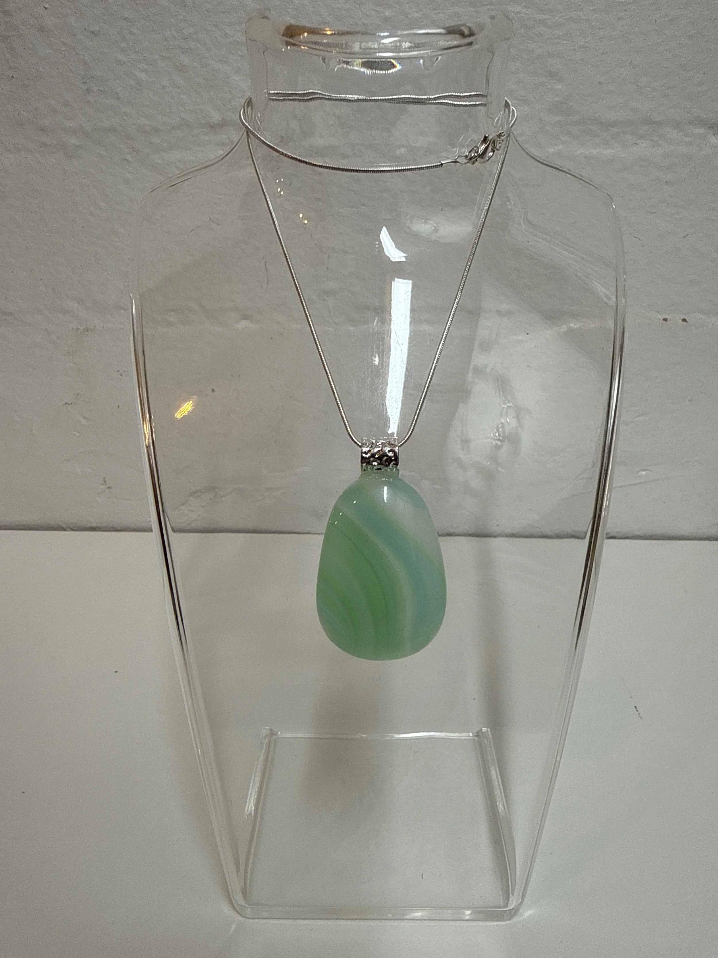 Artisan Pendant green and blue striped