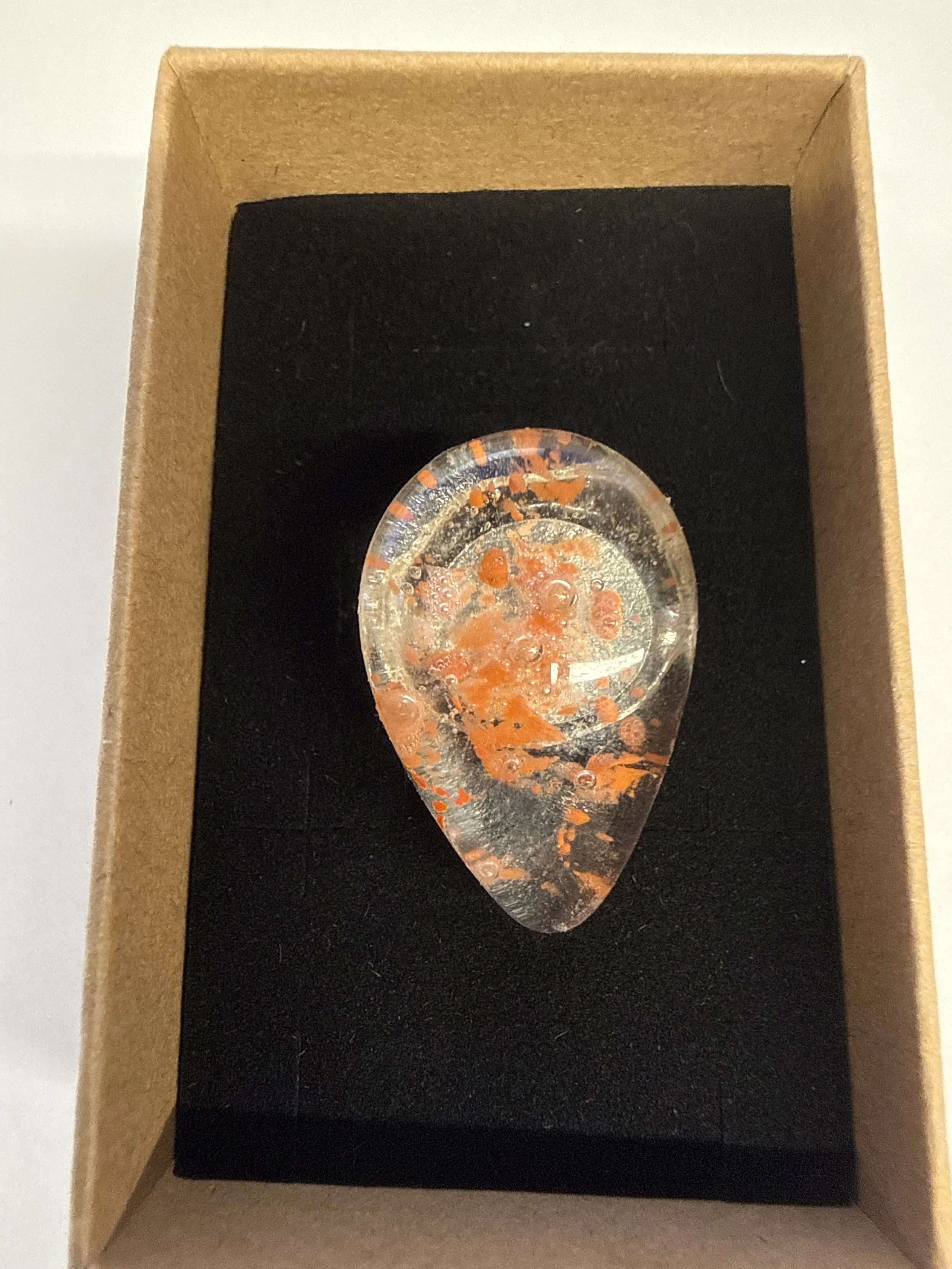 Teardrop shape clear with orange