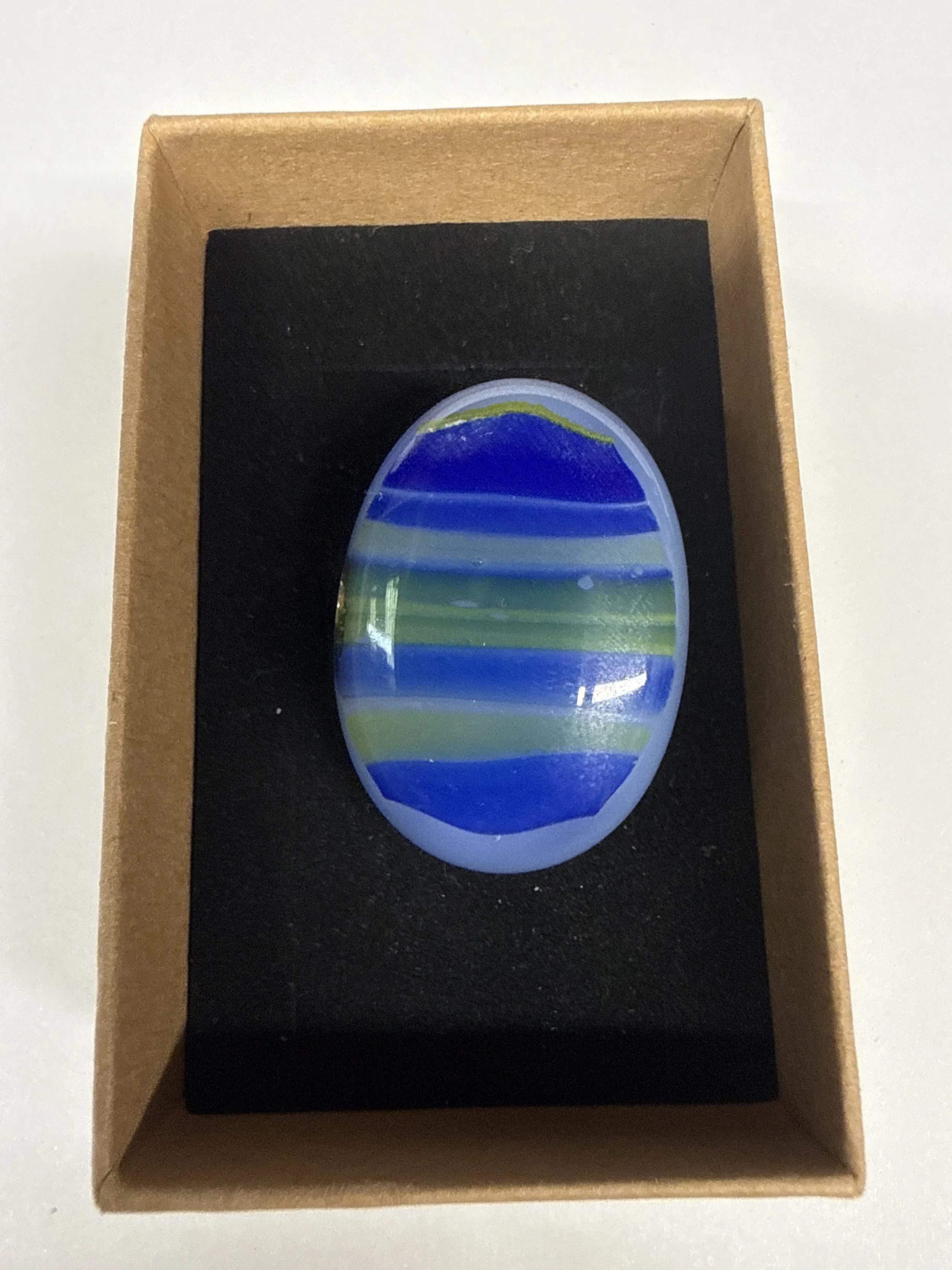 Oval shape Ring Blue with stripes