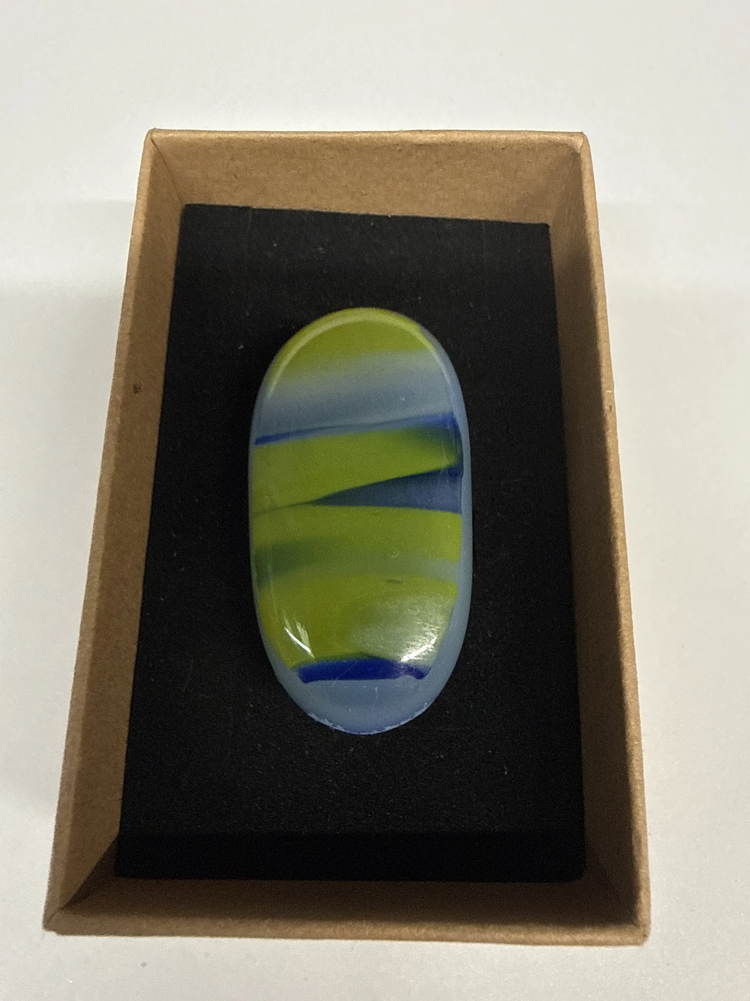 Oval shape Ring Blue with Stripes