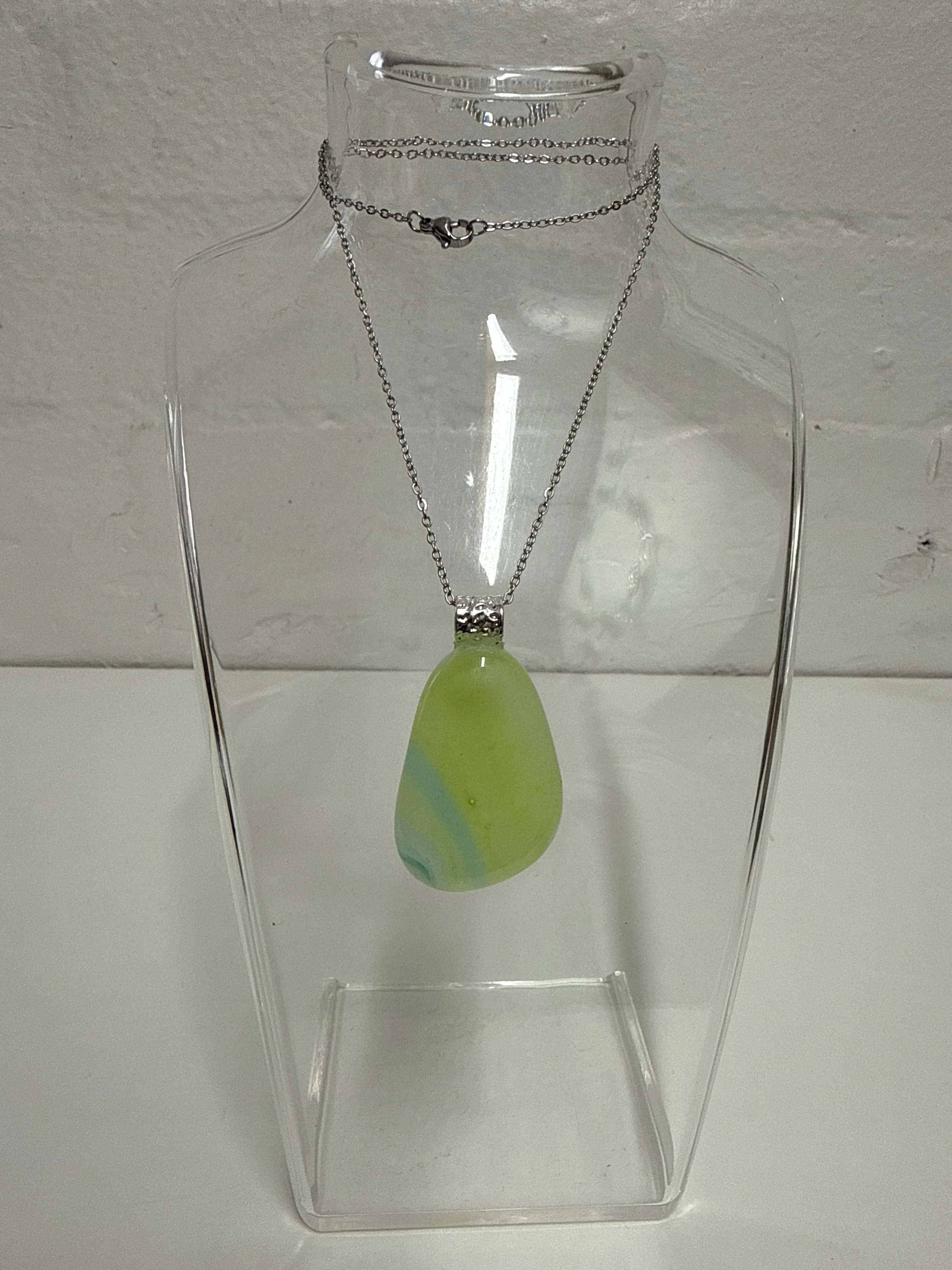 Artisan Pendant Green with blue stripes