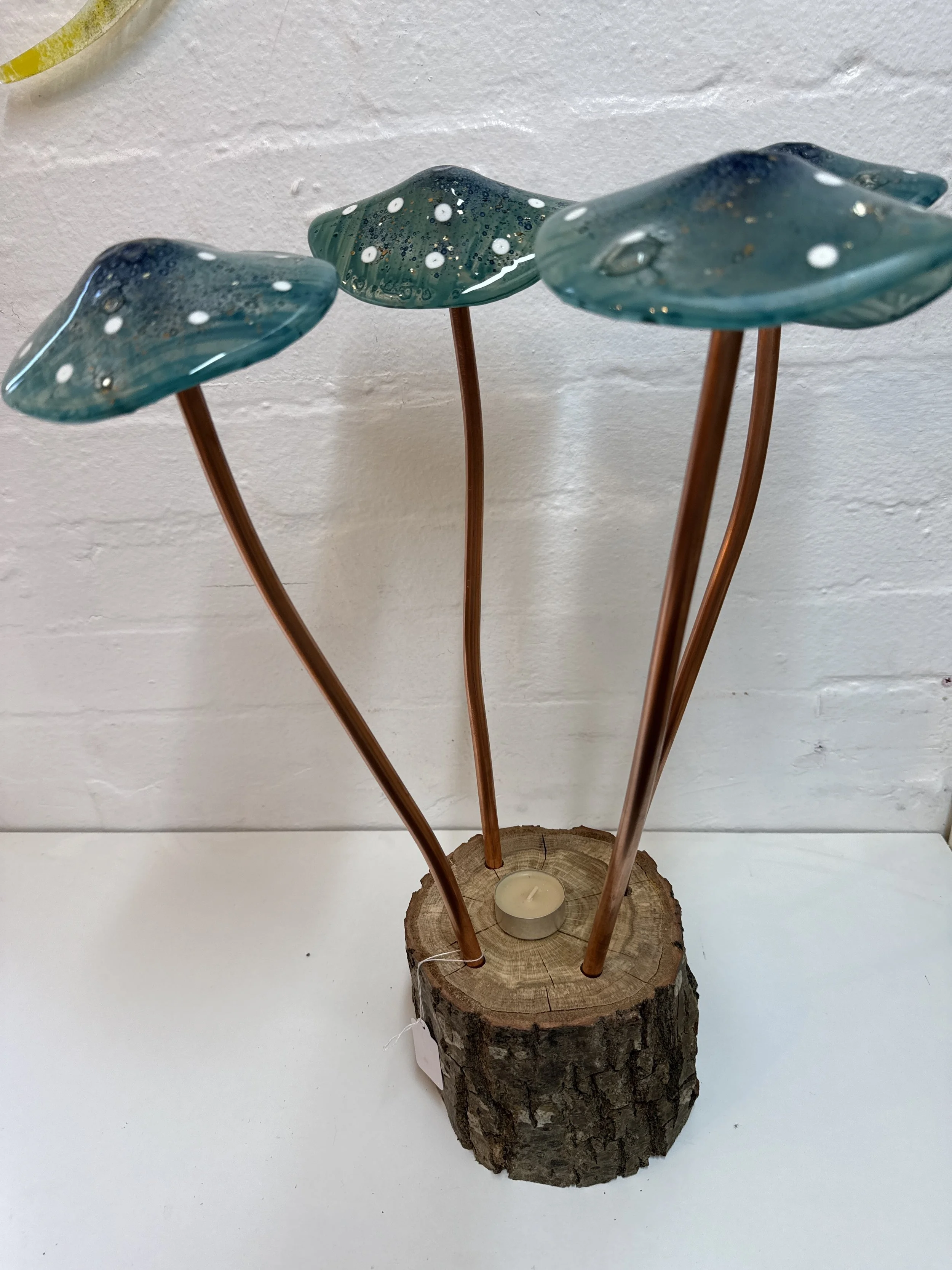 Large glass fused mushroom set
