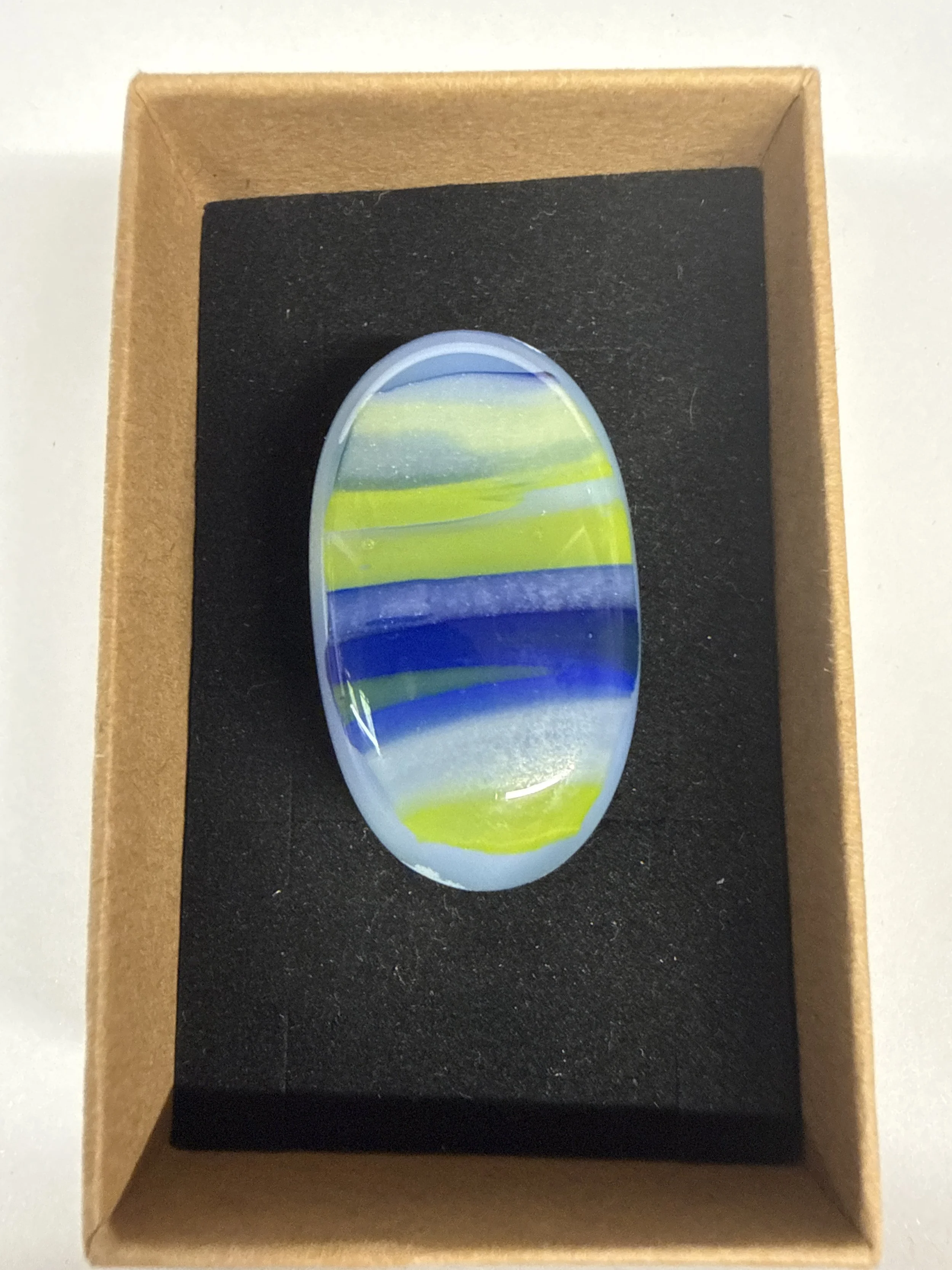 Oval shape Ring Blue with Stripes