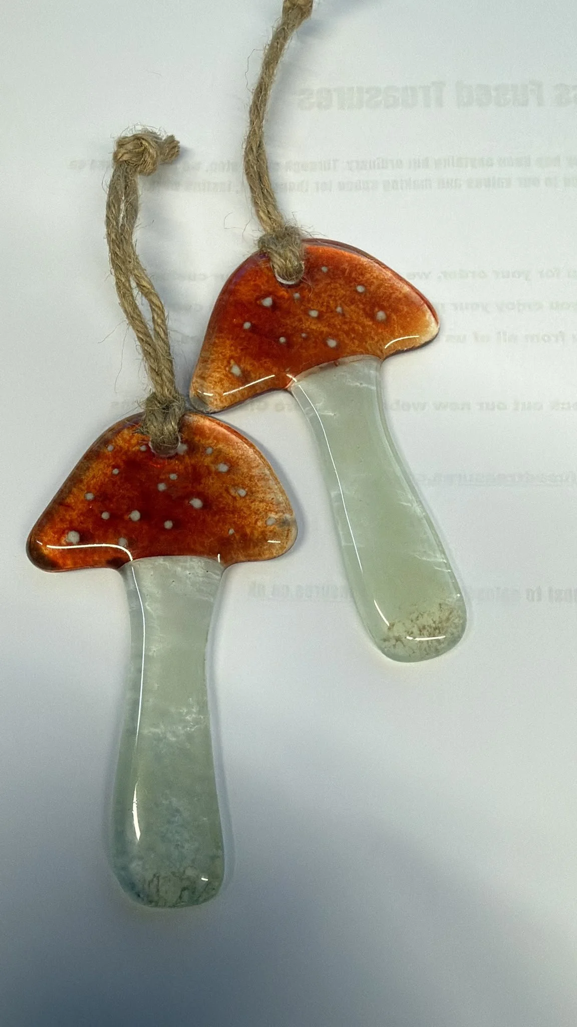 Glass fused Mushroom x 2