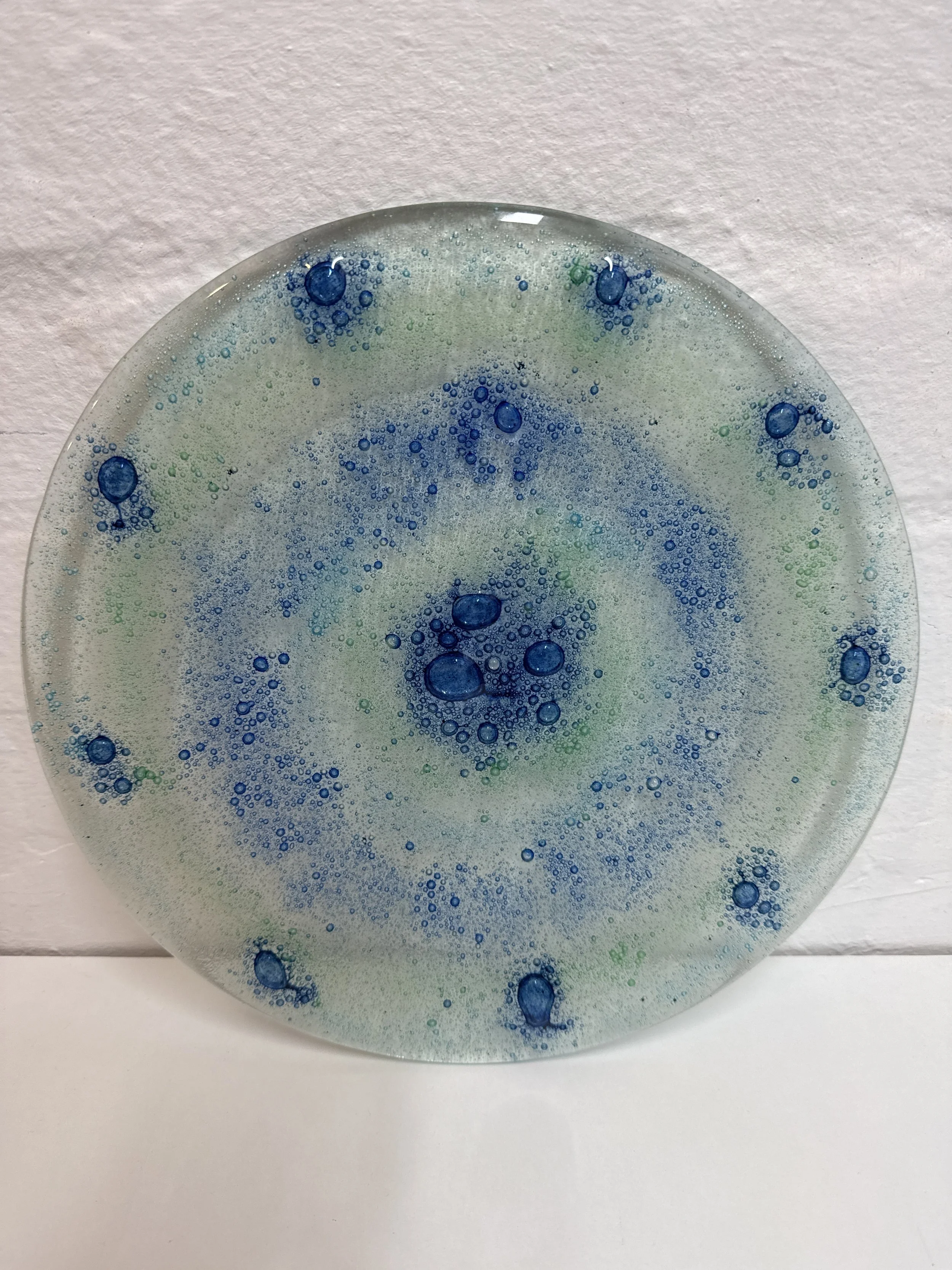 Artisan blue green bubble plate