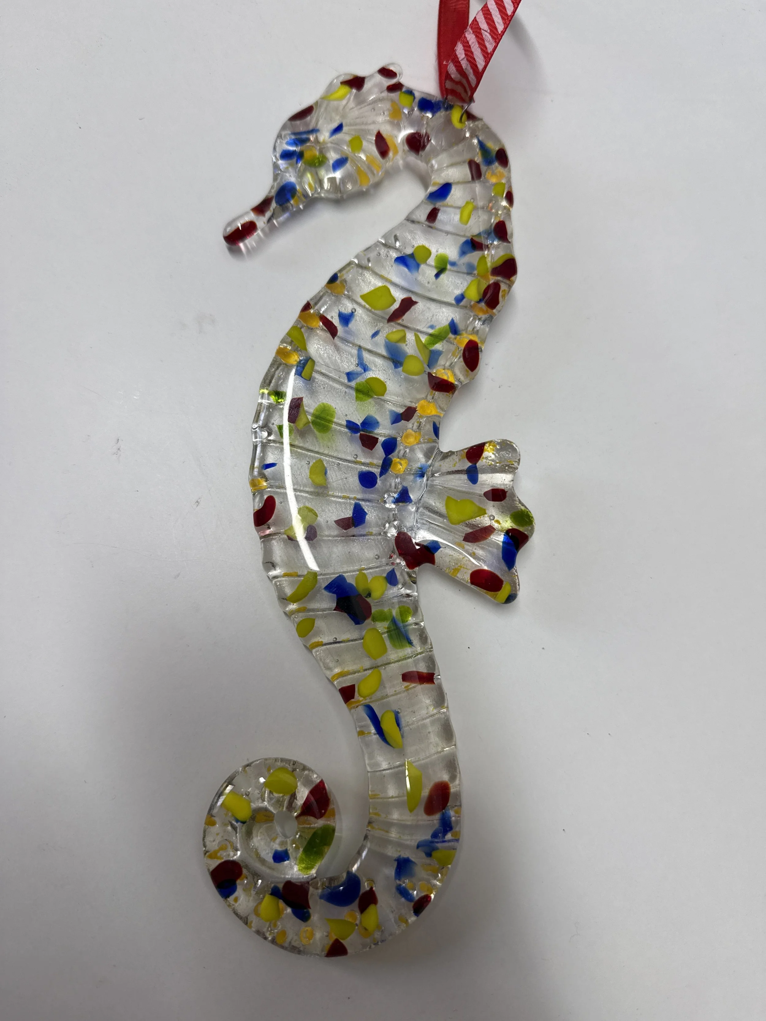 Speckled Seahorse glass fused