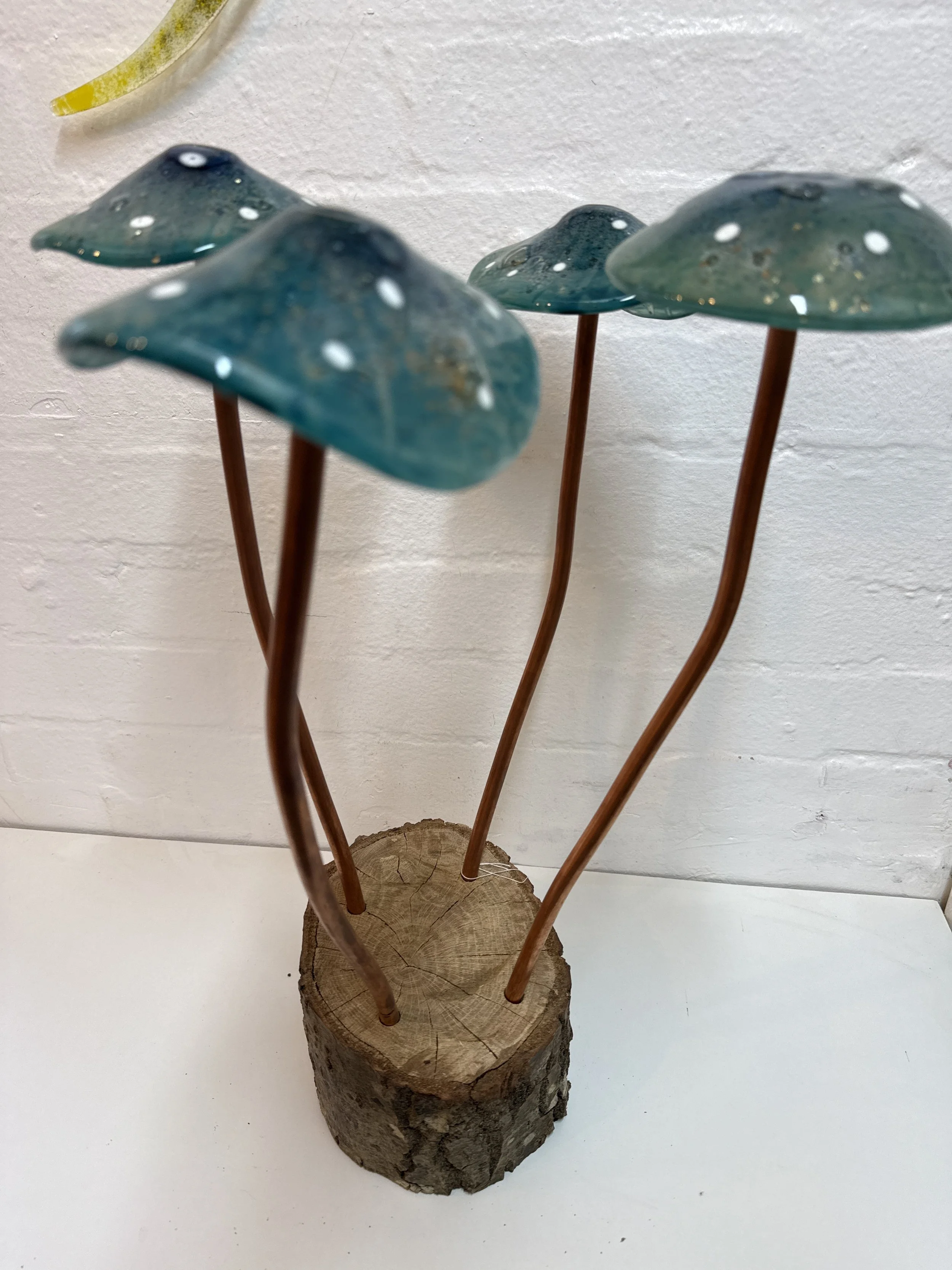 Large glass fused mushroom set