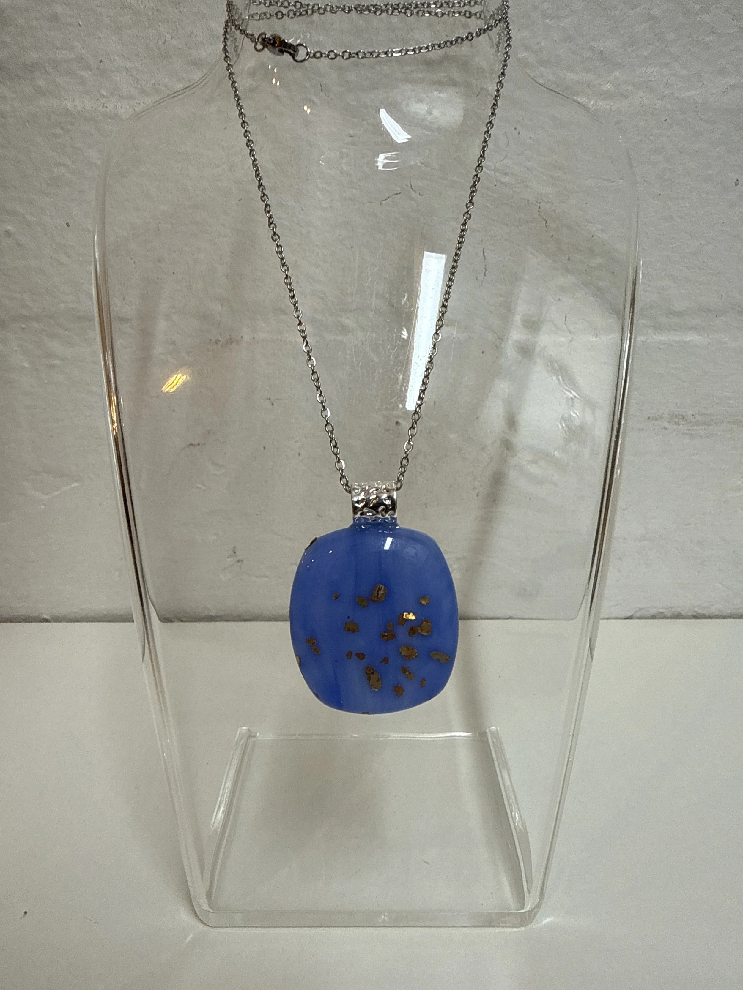 Artisan Pendant, light blue gold speckle