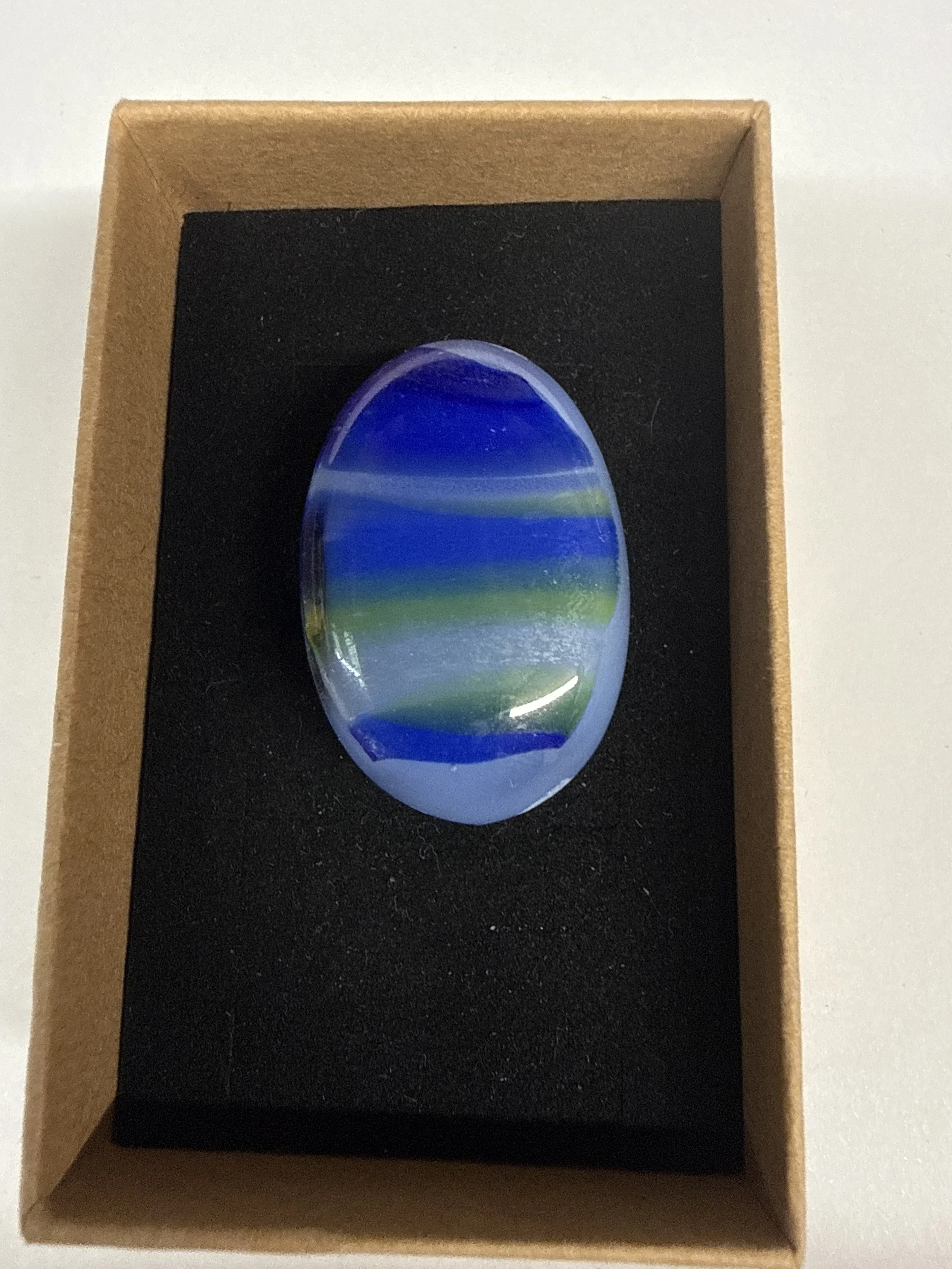 Oval shape Ring blue with stripes