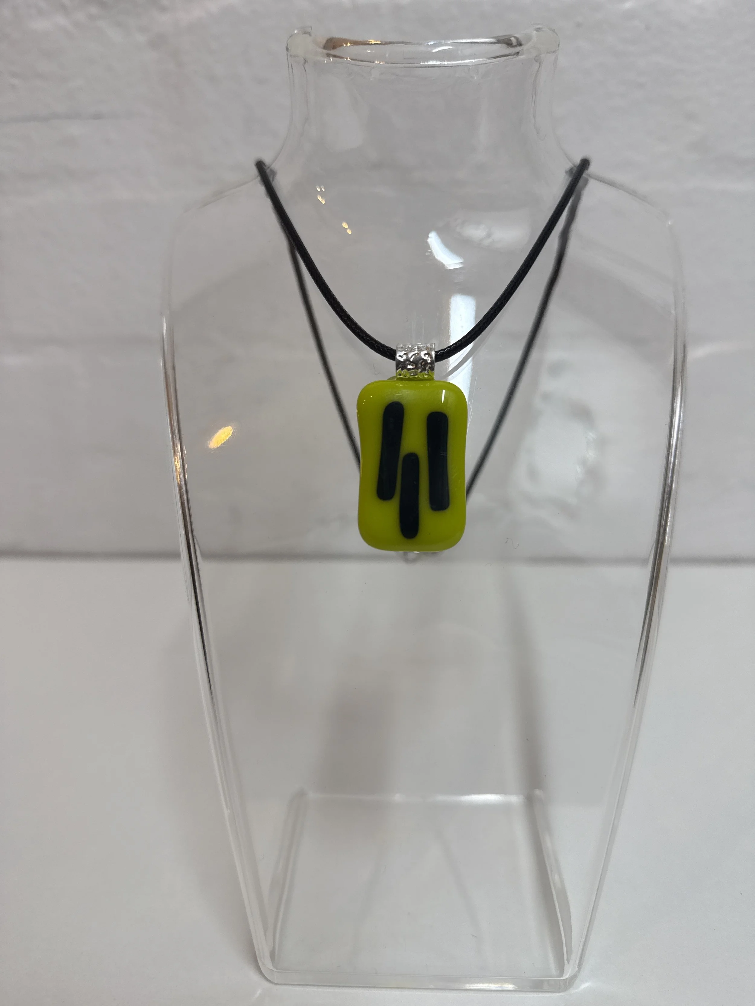 Artisan Pendant lime green black striped
