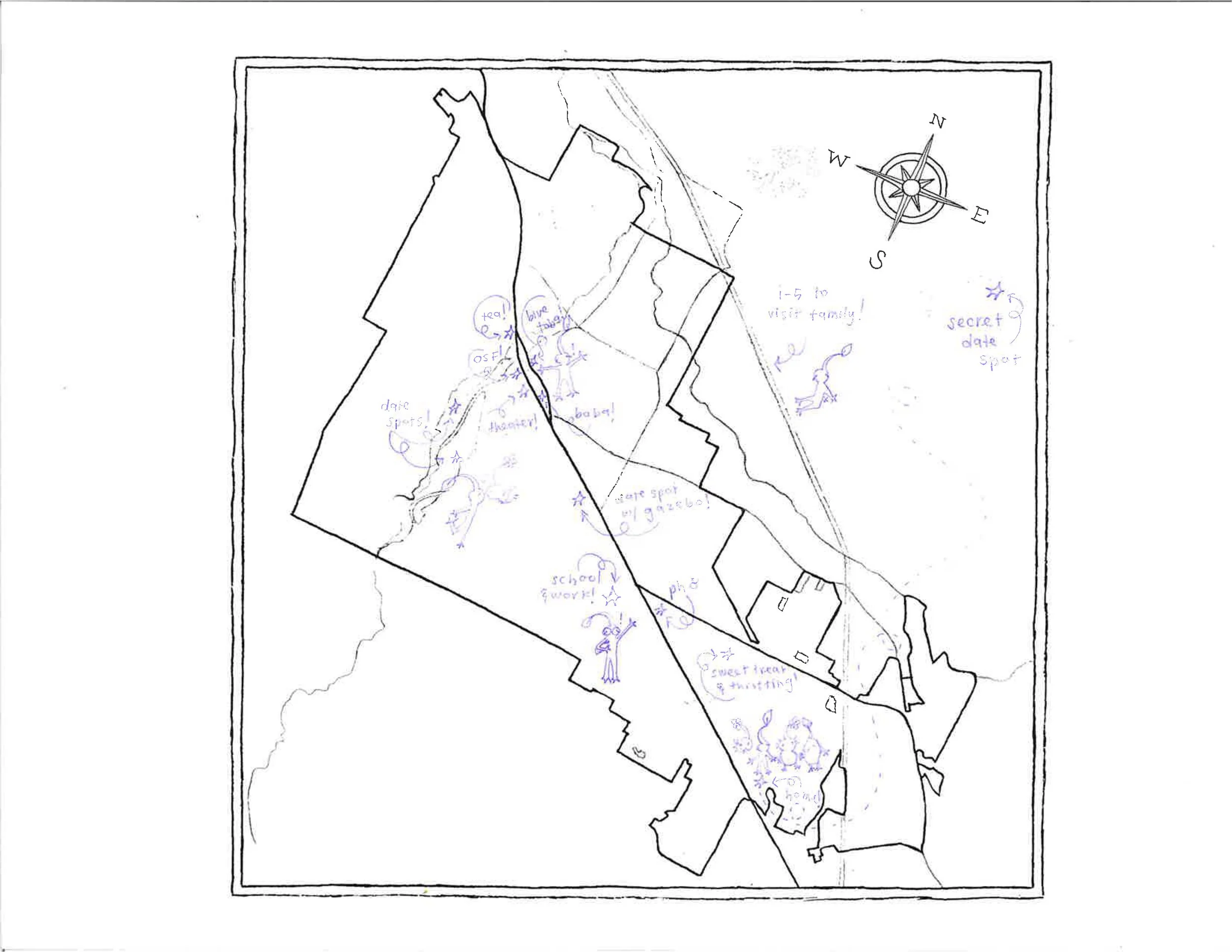Eli Samas, 20!
White, Queer
3rd year SOU student
Living in Ashland is a sweet and subtle dream. This is a map of my fav spots for food, dates, and casting memories!